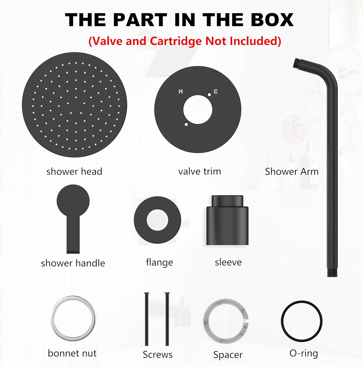 Replacement for Delta 13/14 Series Shower Trim Kit, Compatible with Delta R10000 Shower Faucet Set, Black Shower Head and Handle Set, Matte Black (Cartridge and Valve Not Included)