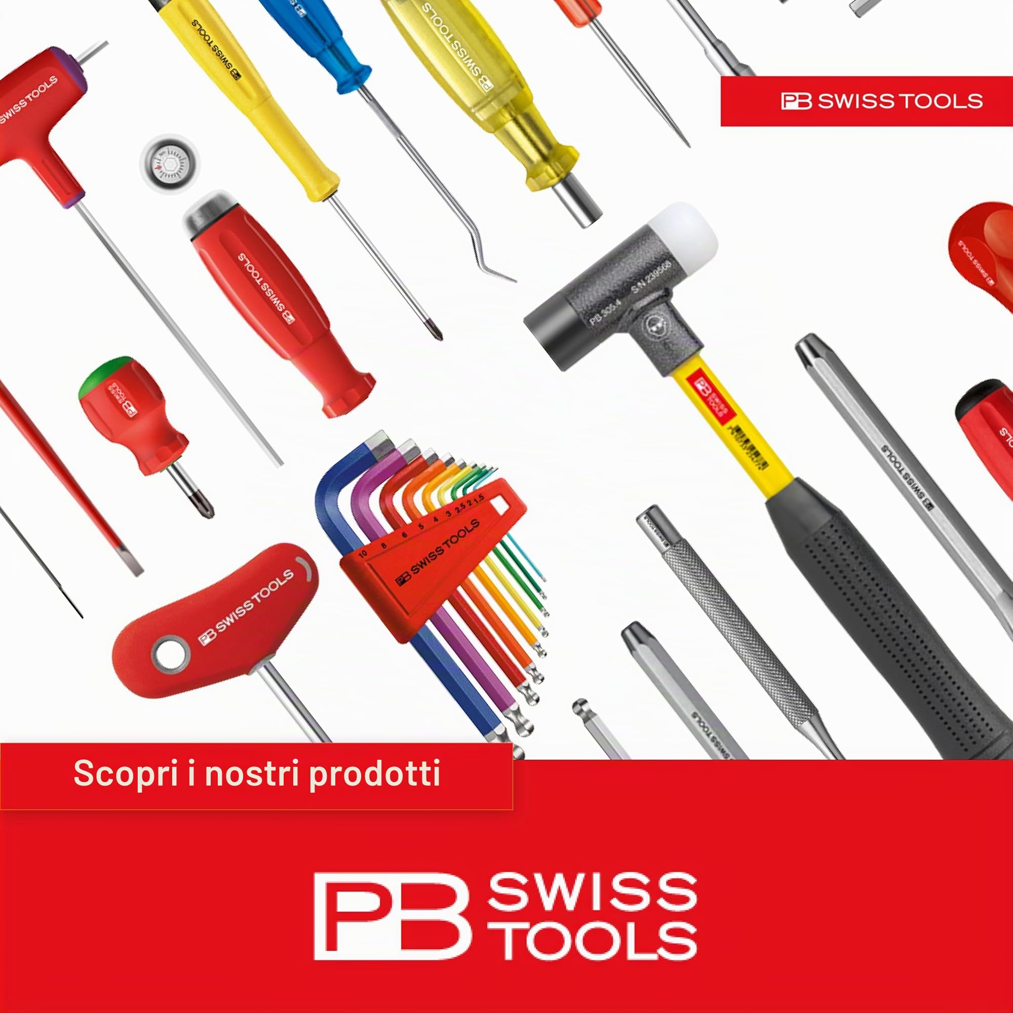 PB Swiss Tools Set di cacciaviti a taglio PB 8240 | 100% Swiss Made | 6 pezzi SwissGrip cacciaviti misura 1/2/3/4/5/6 con pratico supporto da parete