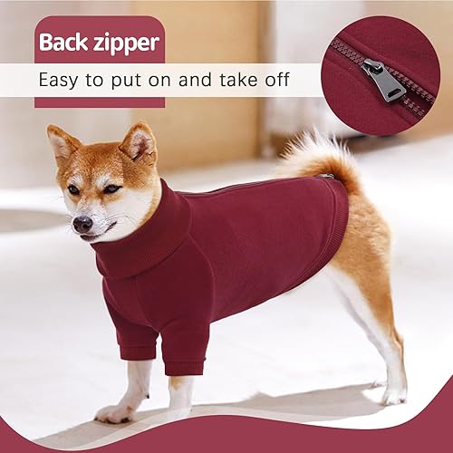Miniatura 3 de Kuoser Sudadera para perro con cremallera trasera, suéter de cuello alto para clima frío, ropa de invierno cálida para cachorros, ropa para mascotas
