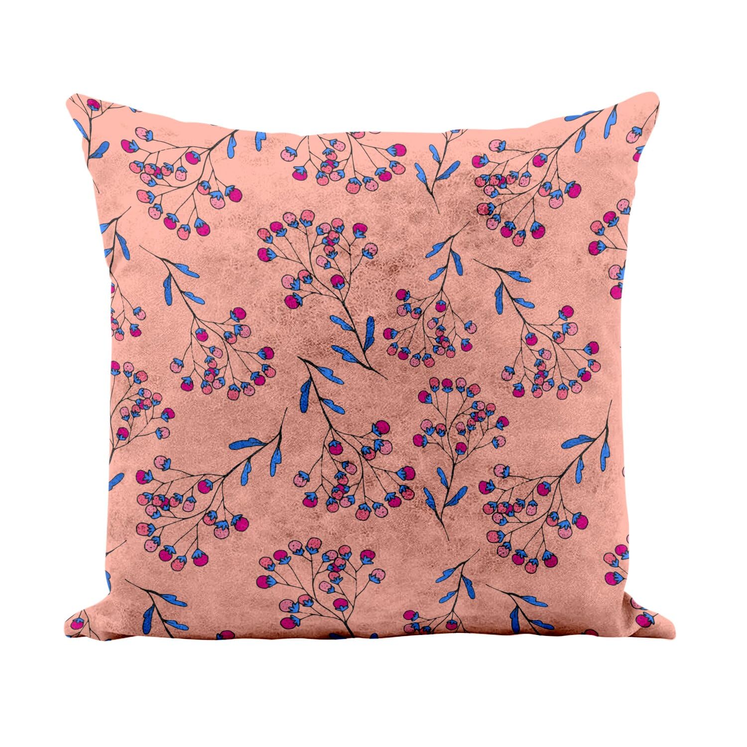 Coussin similicuir blanc floral 40x40 cm pastel avec garnissage inclus