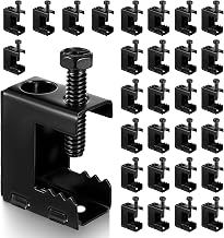 30 Pcs 1/4"-20 Spring Steel Beam Clamps Metal Beam Hangers Bolt on Clamp for Installation on Beams 1/4" and 3/8" Threaded Rod, S Hooks and Bridle Rings for Pipe Cable Woodworking Tool