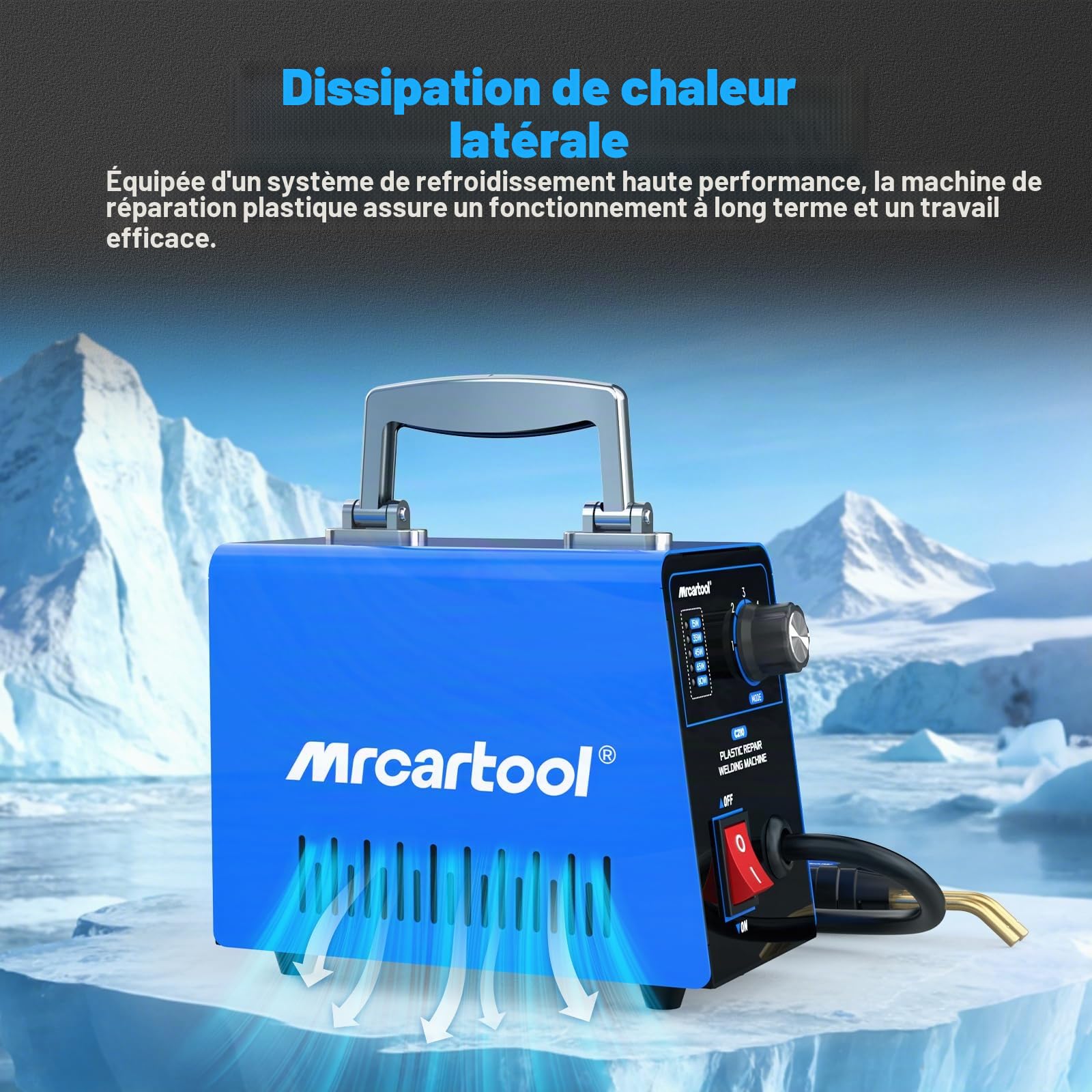 PLAYOCCAR Kit de soudage plastique 80W avec 600 agrafes thermiques, Machine de soudage plastique à agrafes 220V, Régulation de puissance en 5 vitesses (15W 35W 45W 65W 80W)
