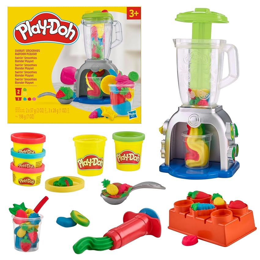 Play-Doh, Playset Swirlin' Smoothies, Frullatore Giocattolo per Arti e Mestieri con Pasta Modellabile, Set Artistici per Ragazzi, Ragazze, Bambini e Bambine dai 3 Anni in su
