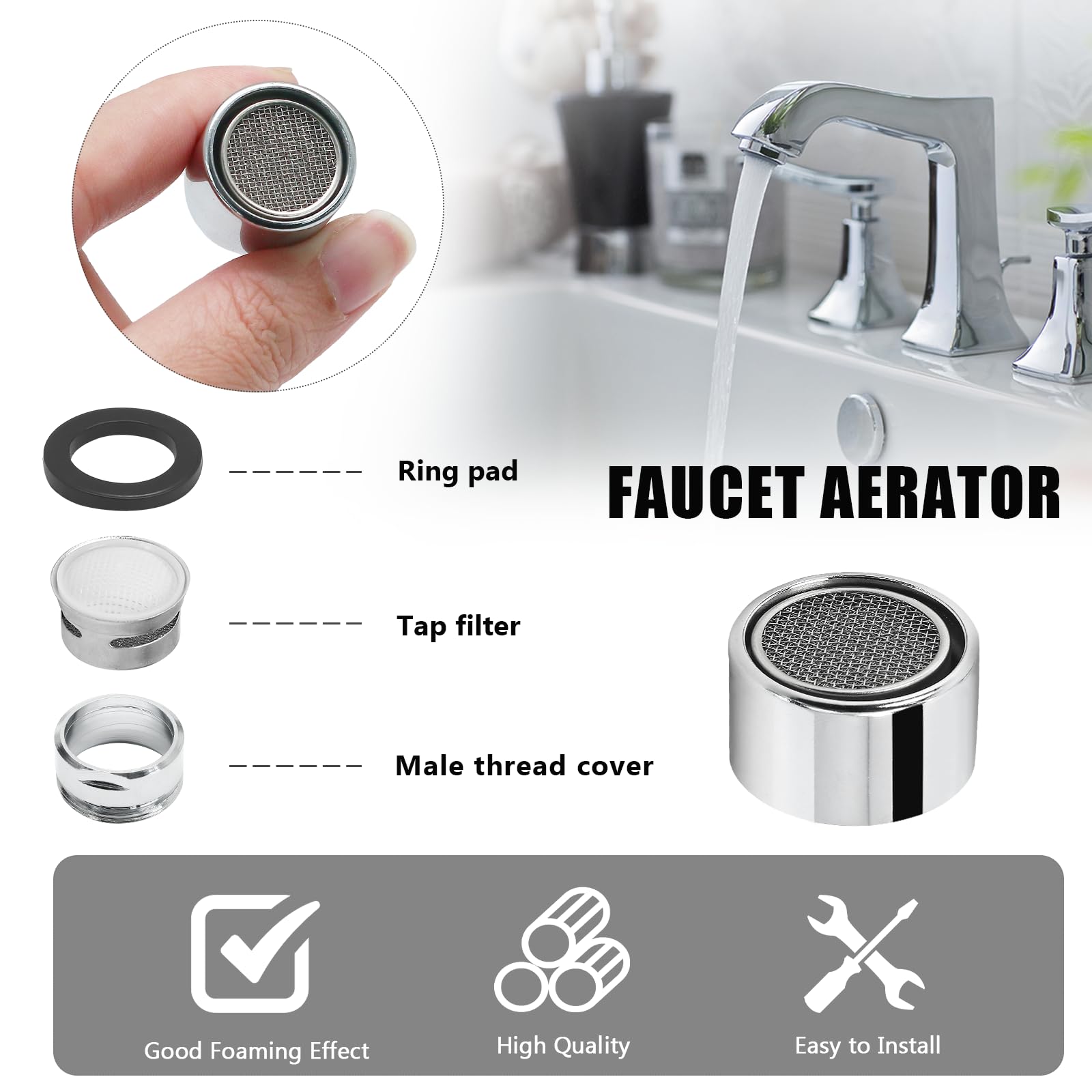 Faucet Aerators - Save Water & Improve Spray -3 Faucet Aerators - Save Water & Improve Spray -3