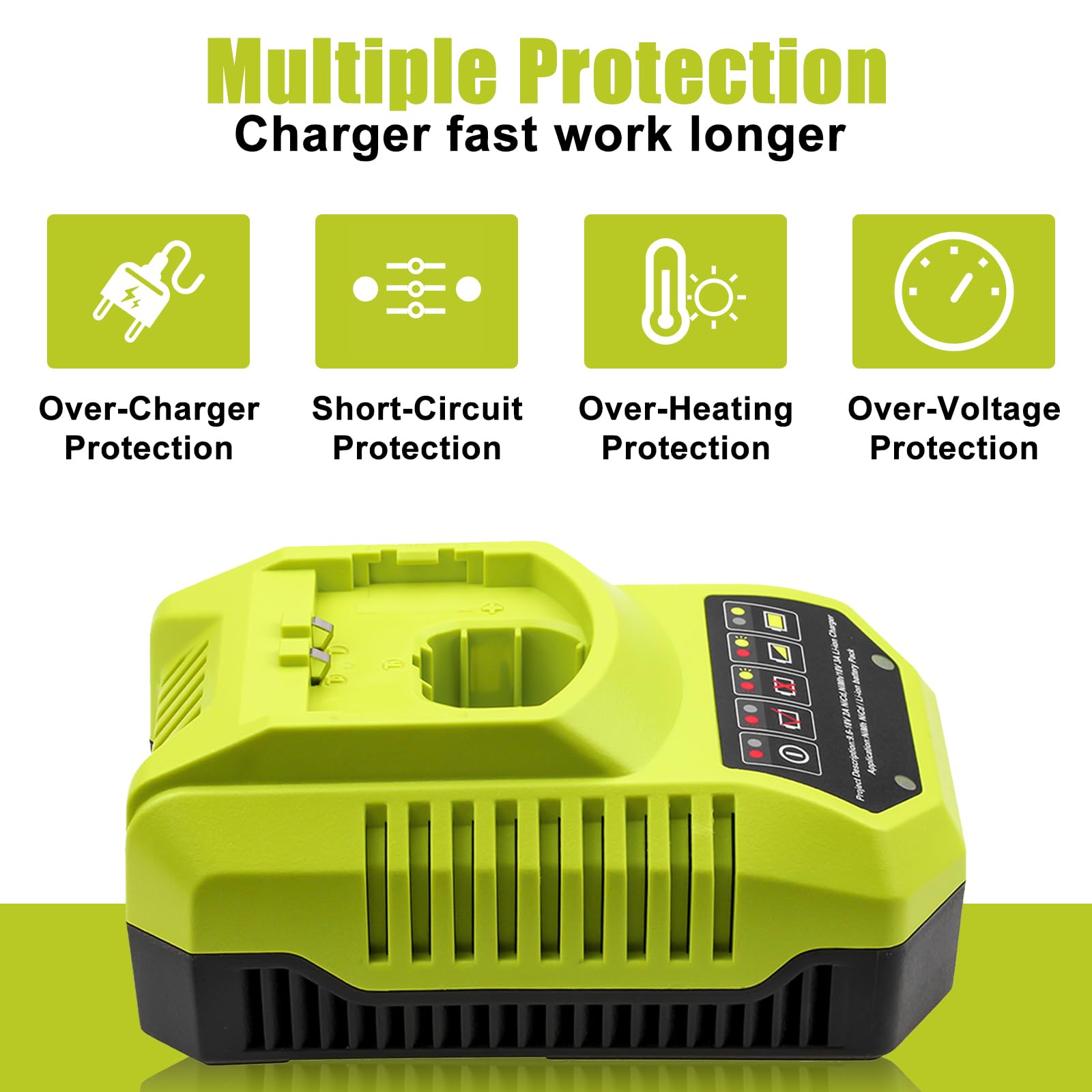 3A 9.6V-18V Remplacement Chargeur pour Ryobi 18V P108 P107 P104 P105 P102 P103 Outils Lithium-ION & NI-Mh Batterie