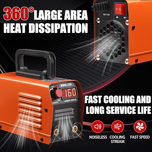 Miniatura 5 de MMA250 Mini máquina de soldadura eléctrica, soldador inversor IGBT portátil, tecnología de control sinérgico máquina de soldadura eficiente, ideal