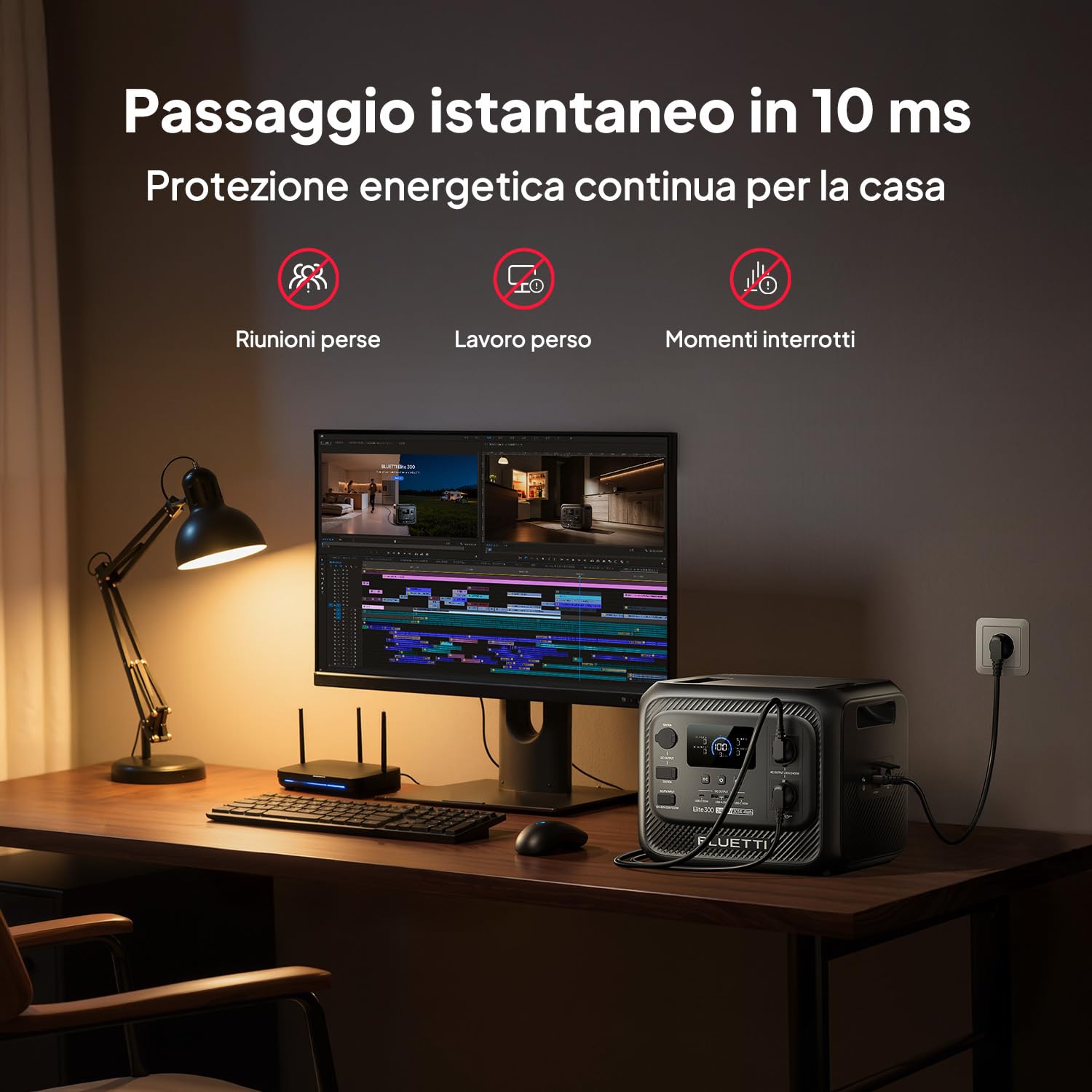 BLUETTI Elite 300 Stazione di energia portatile (Novità 2026), batteria LiFePO₄ da 3014,4 Wh, 2400 W AC (4800 W di picco), 3 kWh compatta per backup domestico, campeggio e camper