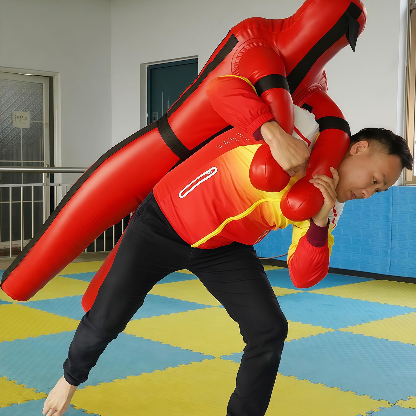 Manichino per allenamento in pelle sintetica resistente, per arti marziali miste, wrestling, arti marziali, boxe, karate