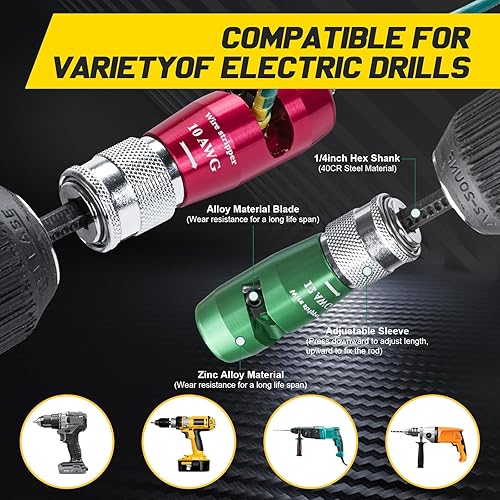 Miniatura 5 de Pelacables para taladro - 2025 Herramienta eléctrica mejorada de pelado y torsión de cables para AWG 14-12-10, herramienta pelacables para taladro
