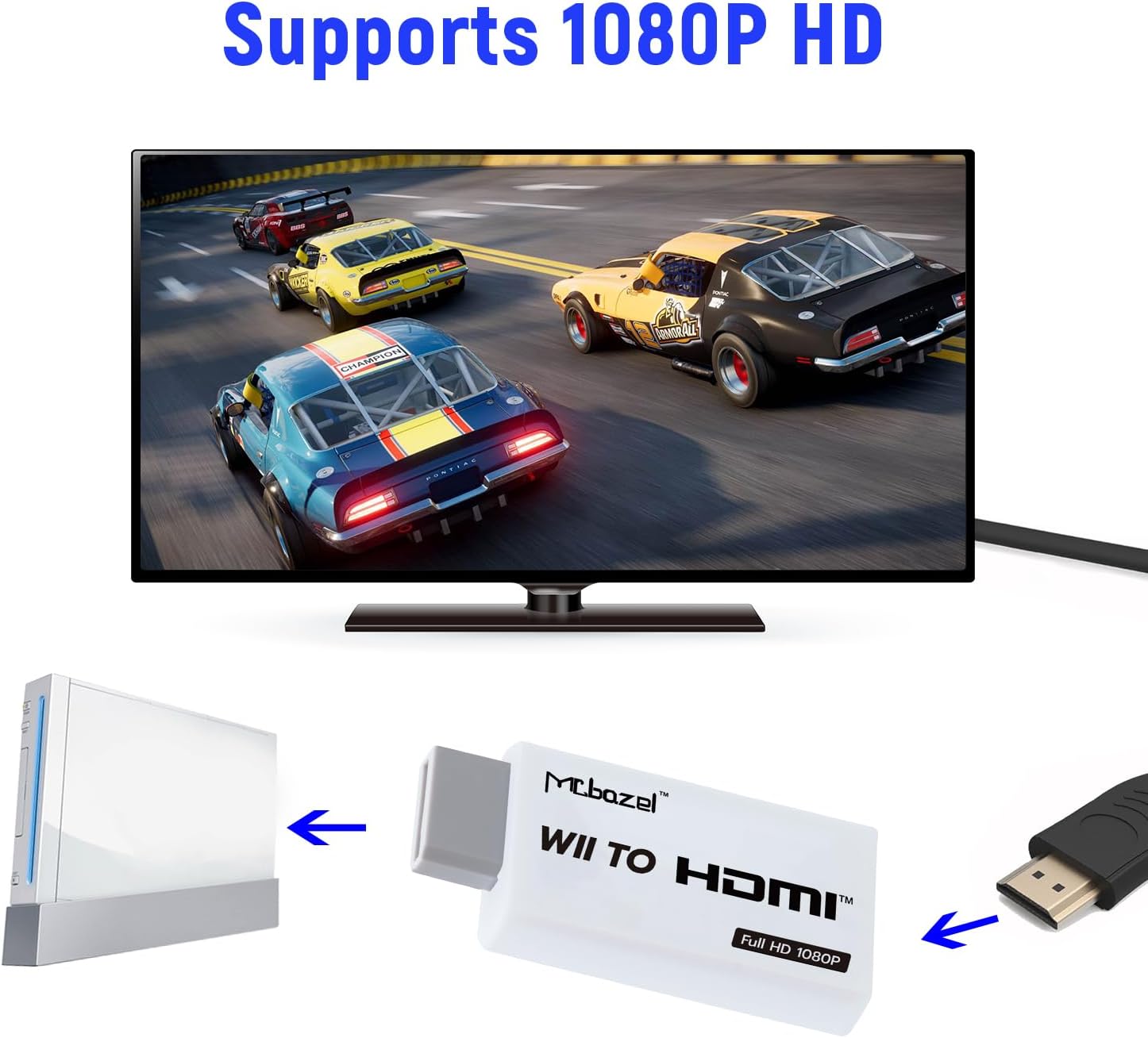 Mcbazel Wii hdmi Adapter, Wii to HDMI Converter Output Video Audio Adapter for Wii (NTSC 480I, 480P, PAL 576I) -Support All Display Modes - Image 5