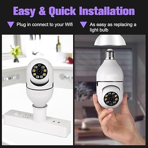 Miniatura 3 de Cámara de seguridad inalámbrica para interiores con bombilla HD WiFi al aire libre E27 360 grados panorámica cámaras de seguridad para el hogar