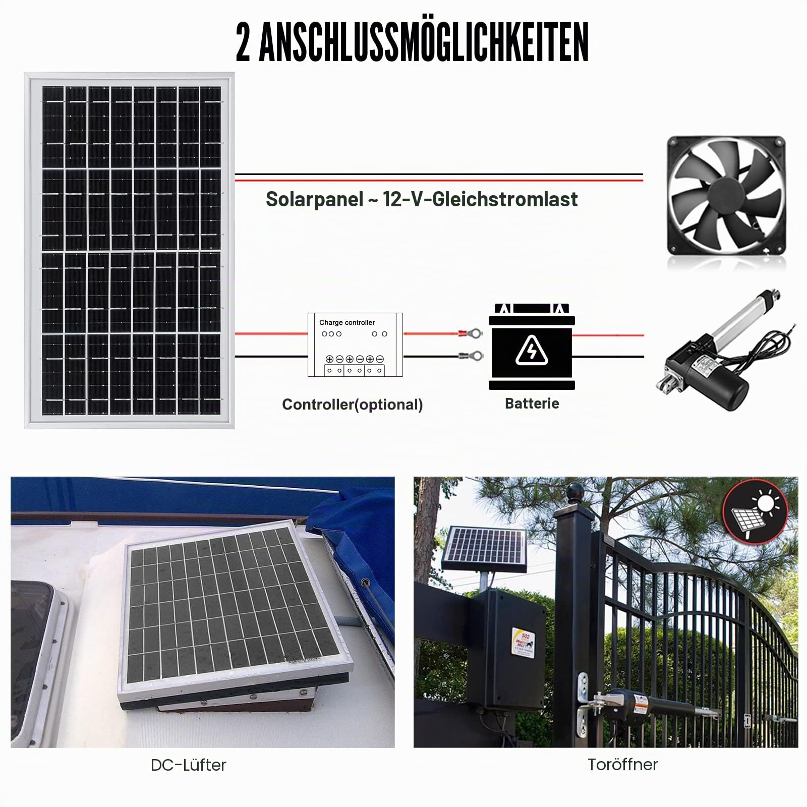 ECO-WORTHY Solarpanel 10W Solarmodul 12v Solarzelle Pv 12 Volt zum Aufladen von 12V Batterien