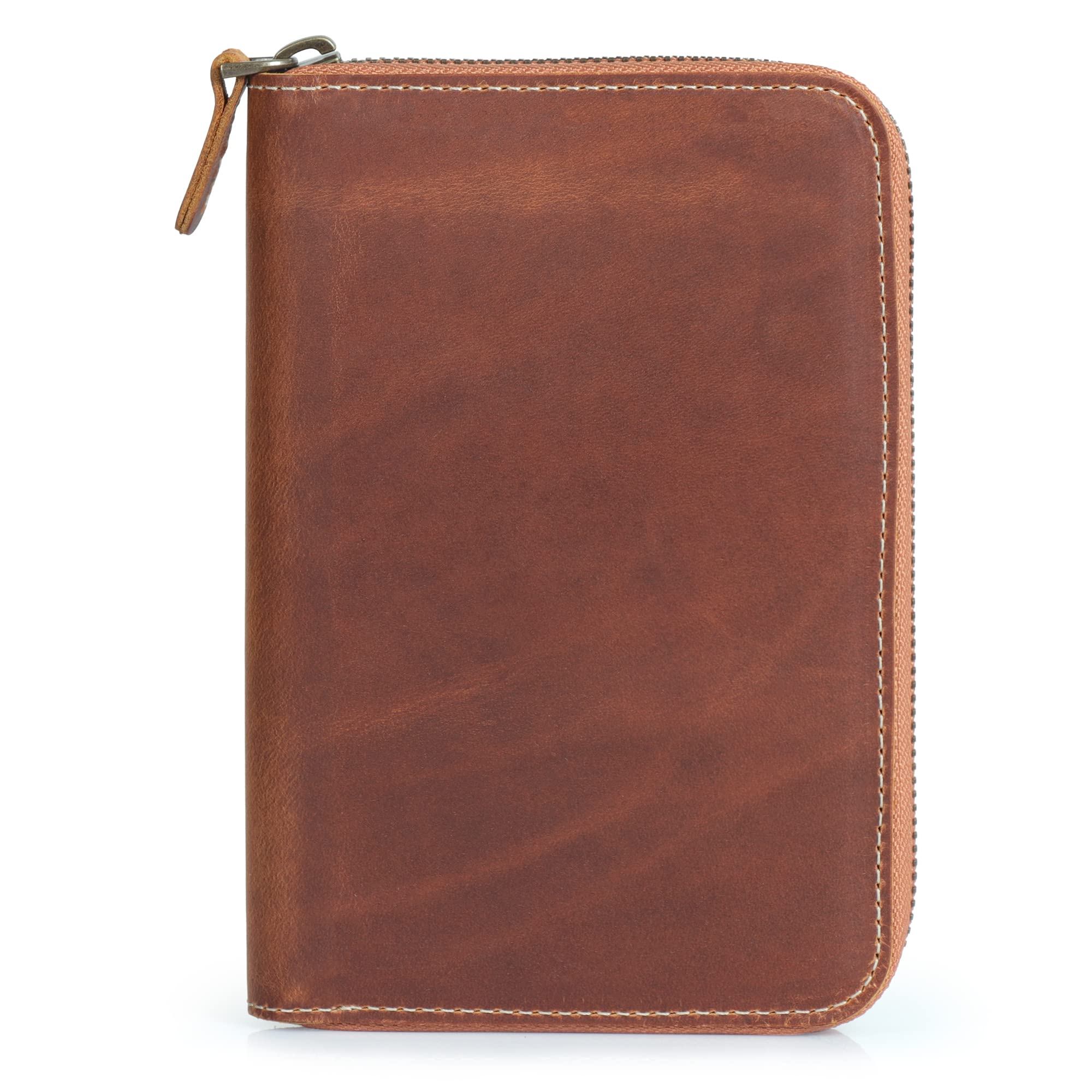 Londo - Padfolio Piórnik Ze Skóry Naturalnej Z Uchwytem Na Długopis I Zamkiem Błyskawicznym - Brązowy, ‎17,78 x 12,7 x 2,54 cm, Torba na ramię, Jednolity kolor