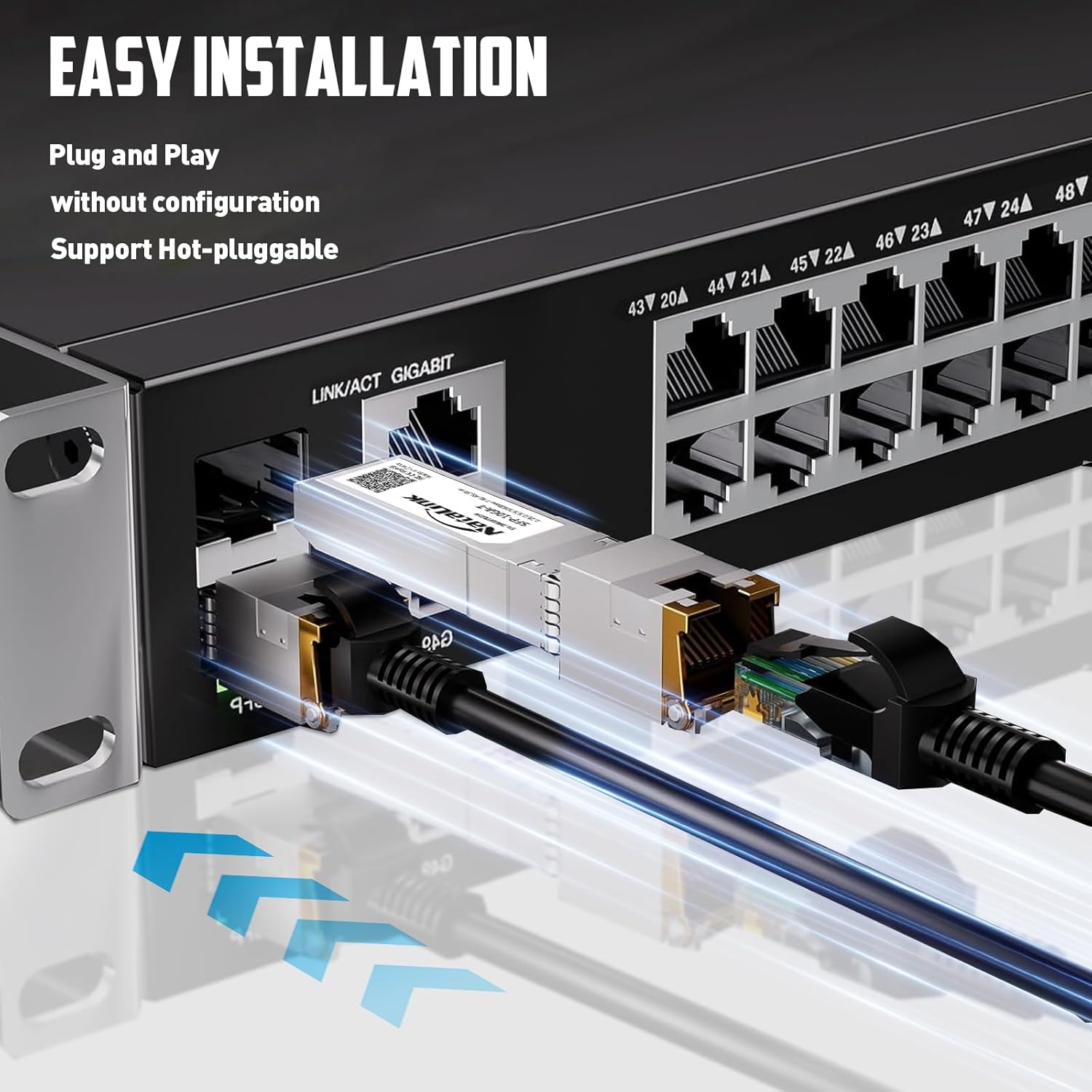 10G SFP+ to RJ45 Transceiver, Auto-Negotiation Copper SFP to Ethernet Module Support 10G/5G/2.5G/1.25G for Cisco/Ubiquit/TP-Link/Netgear/D-Link/Mikrotik/Unifi/Brocade/Broadcom (1-Pack, 30M)