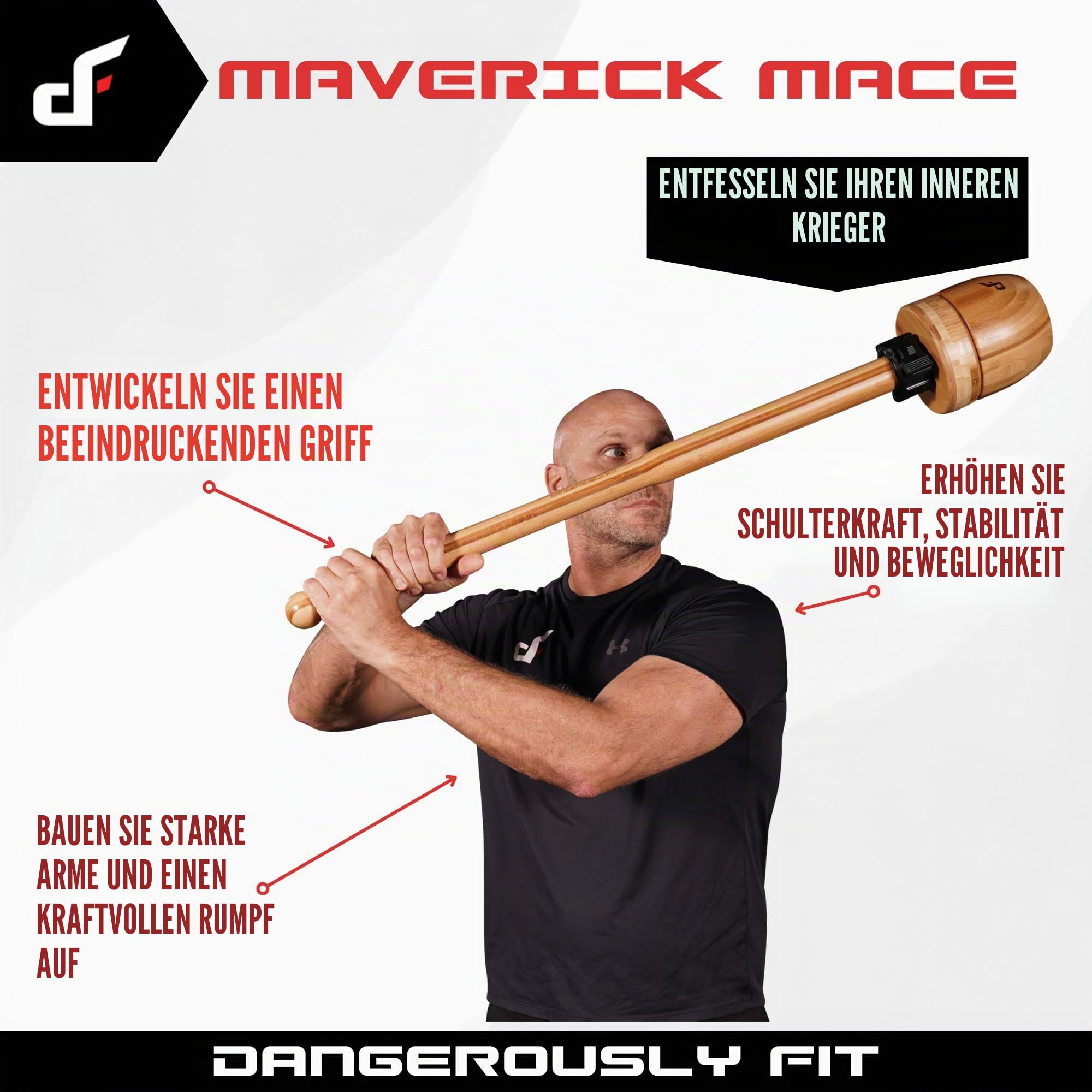 Verstellbarer Maverick Mace – Gewichtsplatte belastete Macebell – Stahl-Streitkolben-Trainingsgerät für ein Ganzkörper-Krafttraining | Heim- und Fitness-Studio