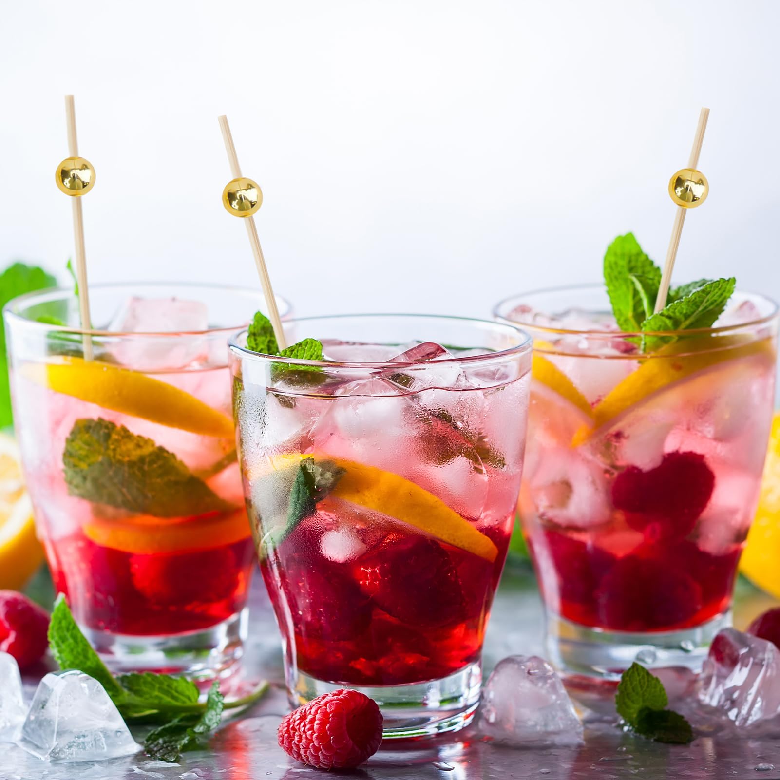 1000 palillos de cóctel elegantes para aperitivos, palillos de cóctel de bambú de 4.7 pulgadas, pinchos de aperitivos para bebidas, frutas, embutidos, fiesta de comida de boda, dorado