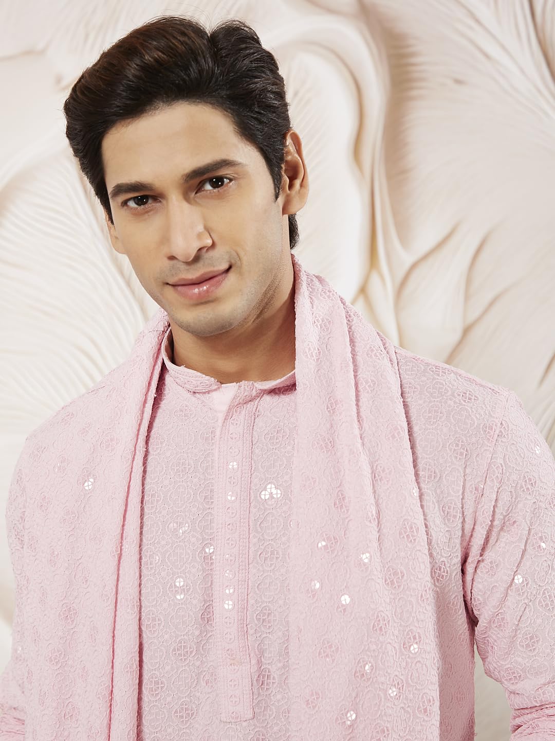VASTRAMAY Men VASTRAMAY - Set pigiama e Dupatta da uomo, in rayon, colore: rosa