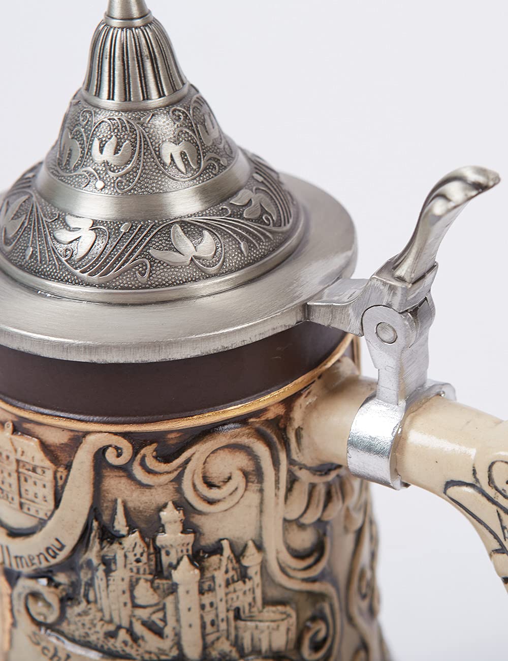 Jarra de Cerveza Alemana Oktoberfest Baviera Frankfurt Vikinga Tapa de Estaño para Hombre Padre Amante de la Cerveza 1.0L
