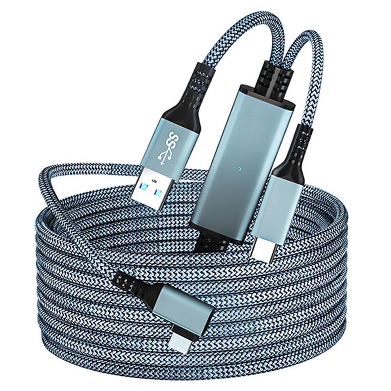 NALACAL 16FT VR Link Cable for Oculus Quest 3, USB3.2 2 in 1 Link Cable Charging While Playing, 5GBps High Speed Link Cable USB C with Signal Amplifier for Quest 3/PSVR/Pico 4 (5M)