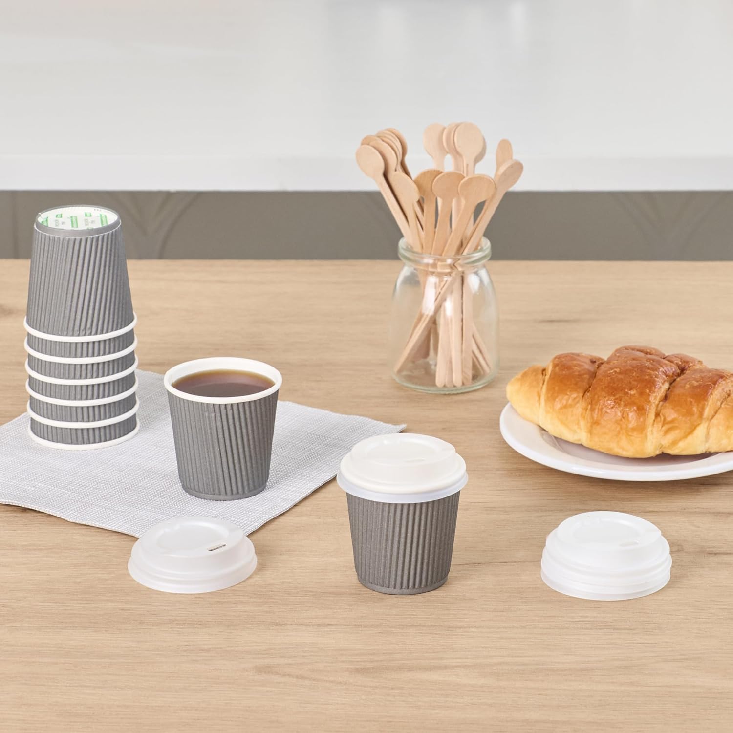 LIDS ONLY: Basic Nature Compostable Coffee Cup Lids, 500 Disposable Hot Beverage Cup Lids - Cups Sold Separately, Fits 4 Ounce Cups, White PLA Plastic Cup Lids, BPI-Certified - Restaurantware