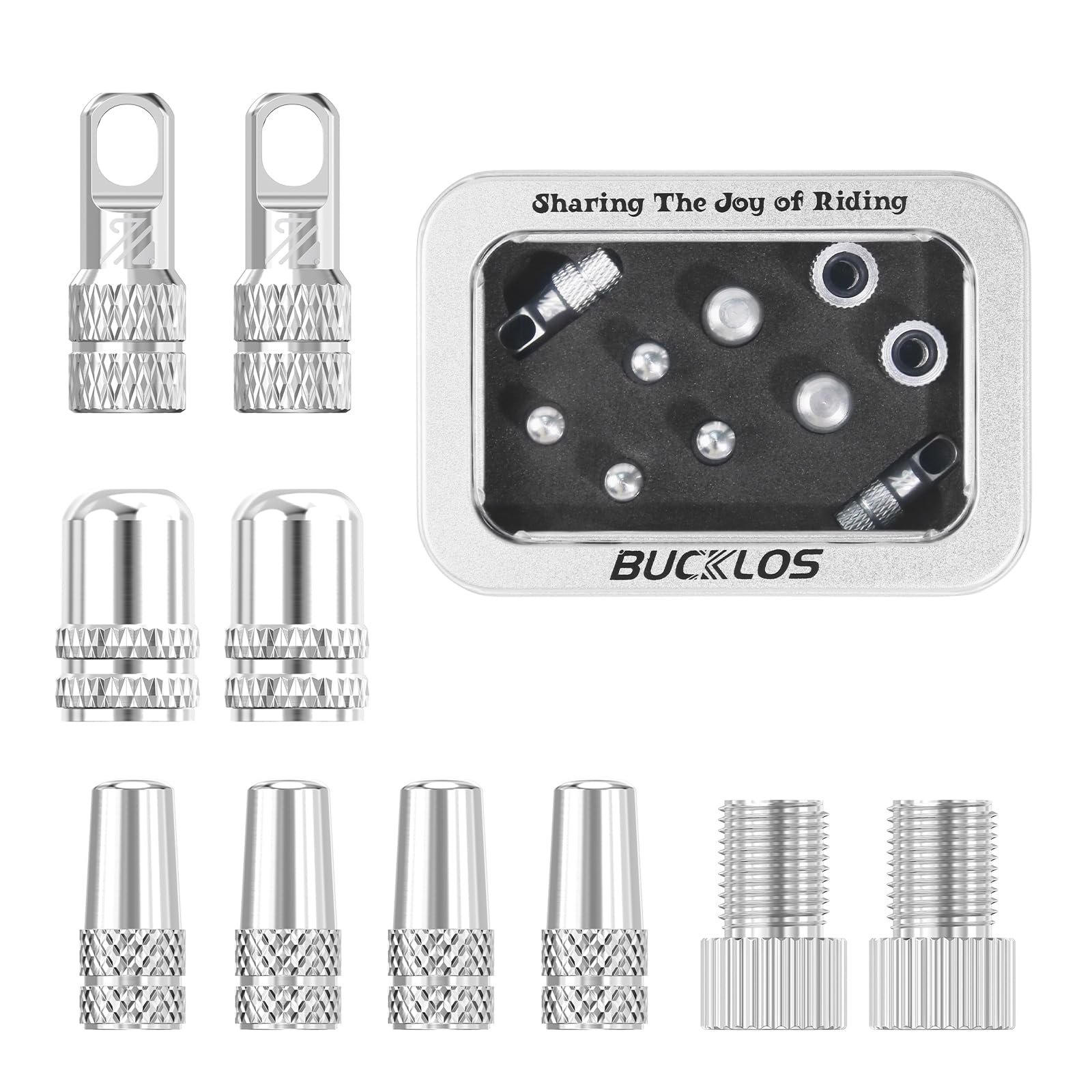 BUCKLOS Bike Tire Valve Stem Cap Set Presta and Schrader Valve Caps 10PCS