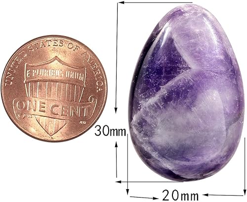 Miniatura 2 de Mookaitedecor - Juego de 5 piedras de amatista en forma de huevo para curar el equilibrio reiki