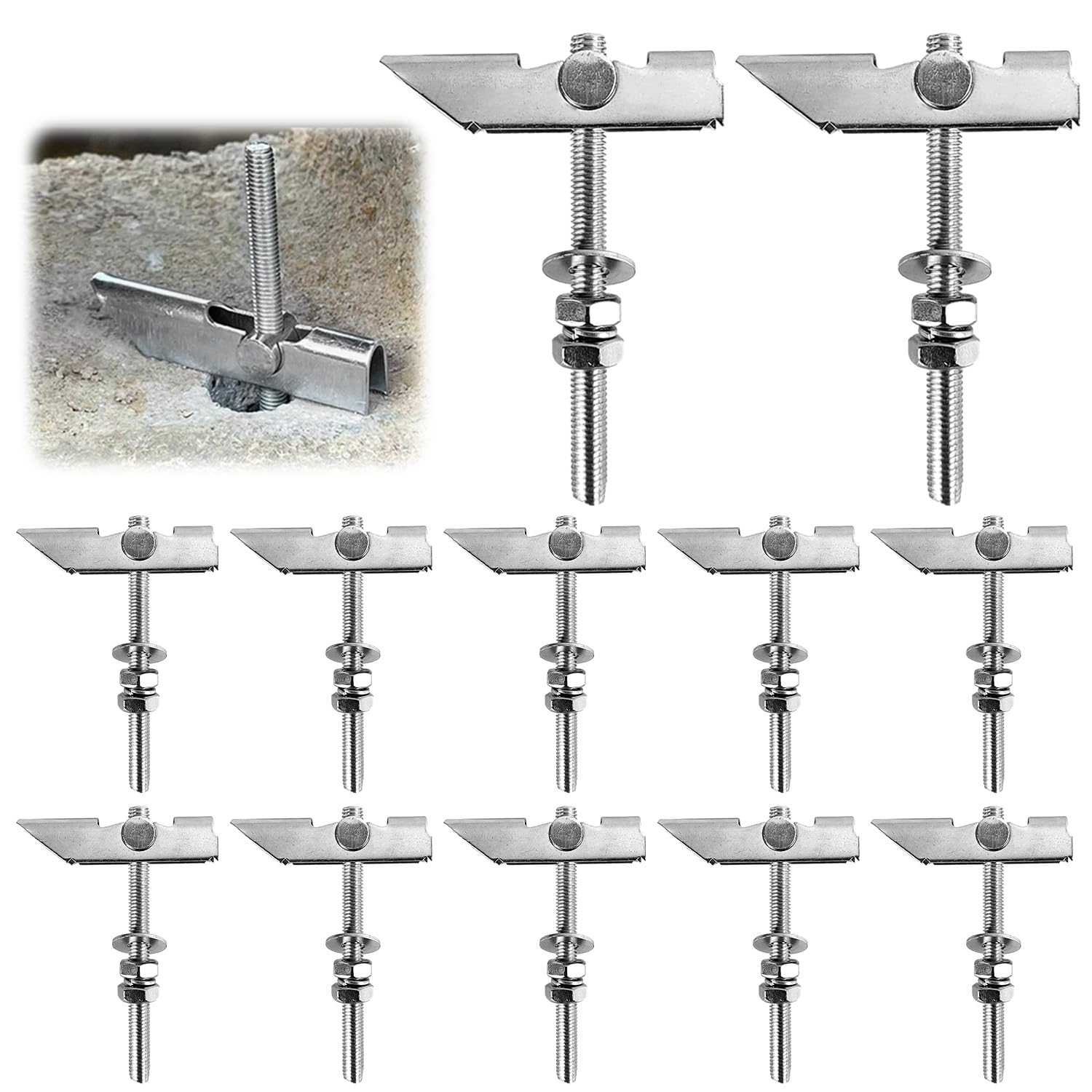 12 Piezas Tarea Pesada Tacos Pladur, M8 x 100 mm, Taco Basculante de Acero Carbono, para Fijar Ventiladores de Pared, Pernos de Palanca Anclajes para Paneles de Yeso, para Pared Hueca Techo
