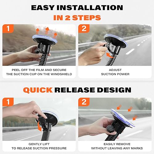 Miniatura 7 de APPS2Car Soporte de teléfono MagSafe para camión resistente, soporte magnético para iPhone con ventosa de vacío grande de 4.33 pulgadas, potencia de