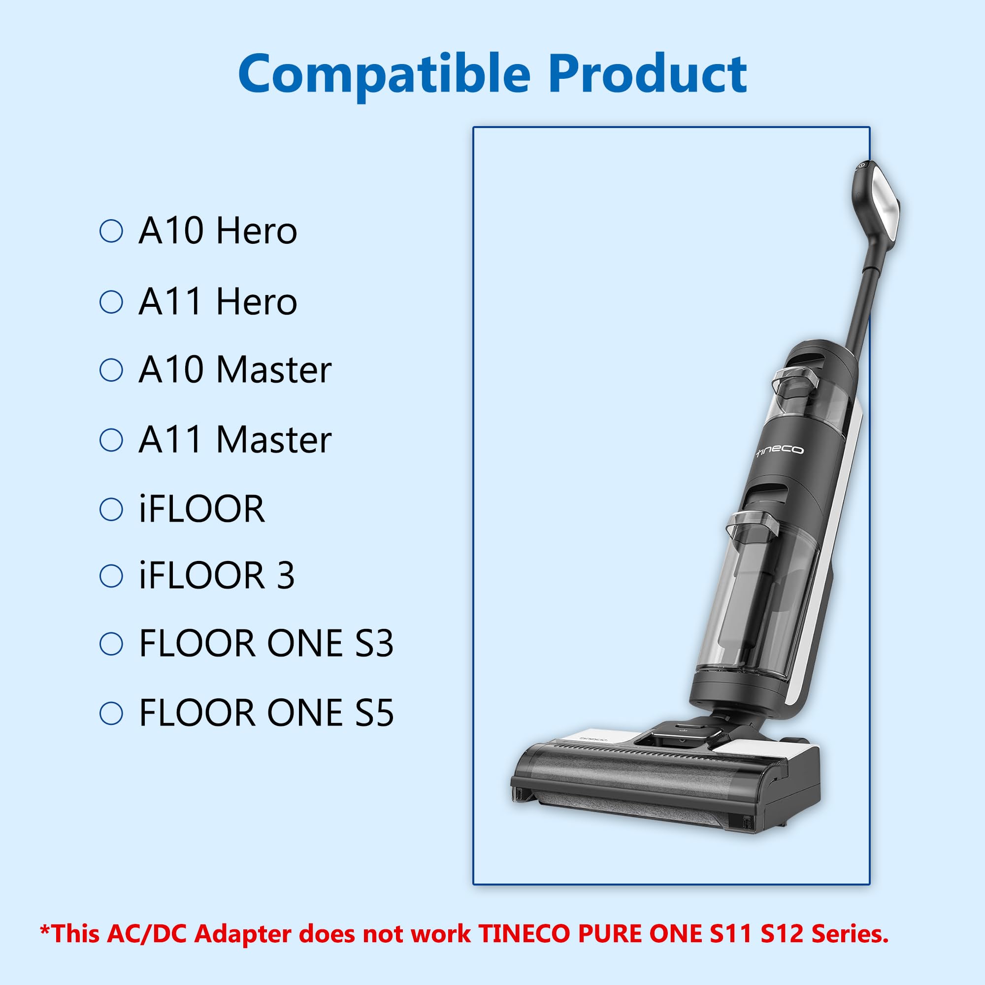 26V Charger for TINECO Cordless Vacuum A10 Dash A11 S3 Hero Master iFLOOR3 S3 Series,Vacuum Cleaner Power Supply Adapter Cord, AC Adapter Replacement Class 2 Power Supply for YLS0241A-T260080