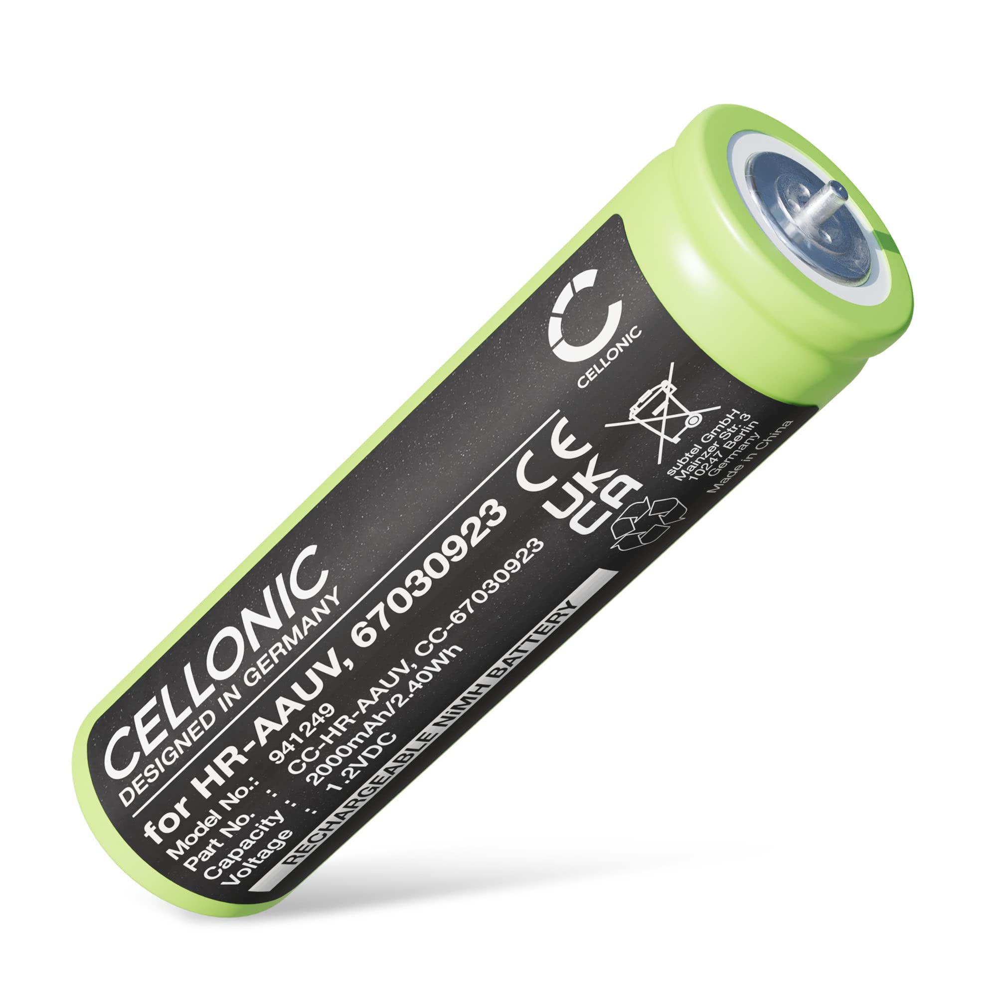 CELLONIC 1x Battery for Shavers & Hair Clippers Compatible with Braun Series 3 300s, Series 3 300BT, Series 3 5408, Compatible with Panasonic WER160L2506 - (2000mAh, 1.2V)