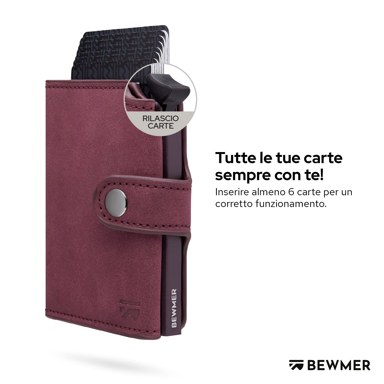 BEWMER Porta Carte di Credito 2 | Portafoglio Slim da Uomo e Donna con Rfid Protection Anticlonazione | Porta Tessere e Soldi con Portamonete