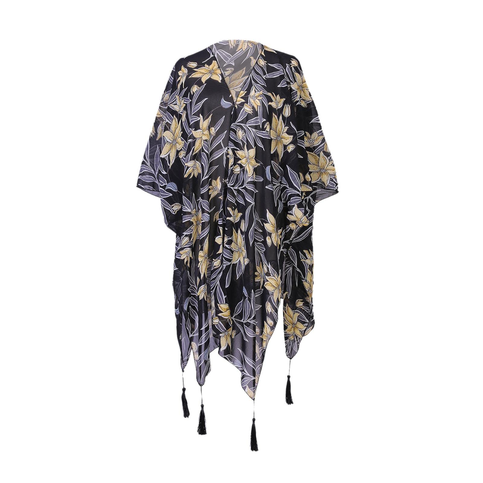 nivaa Lady Floral Coat Sun Protection Cardigan Cape Chiffon Top Beach Cover Up New-picture-39