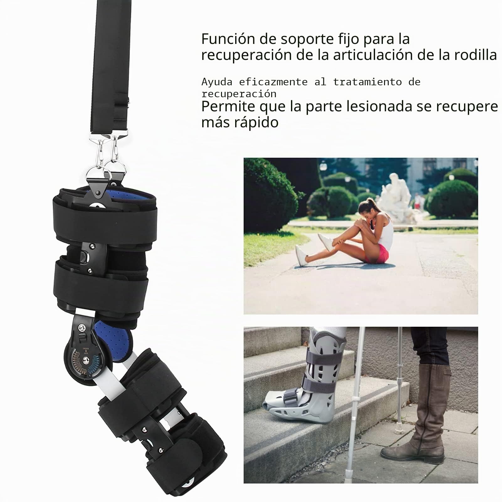 Rodillera con Bisagras Y Correa, Rodillera Ajustable con Bisagras, Estabilizador De Rodilla Ajustable, Rodillera Ortopédica con Correa para Recuperación Y Protección De Lesiones