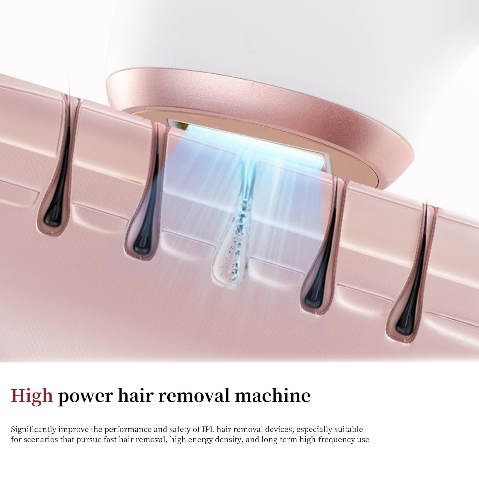 TZWM Dispositivo de depilación ultrasilencioso 24J Turbo IPL - Adaptador de 48 W estabilizado sin dolor, enfriamiento por hielo sin dolor, flash rápido de 0,5 s para cabello grueso, tecnología de