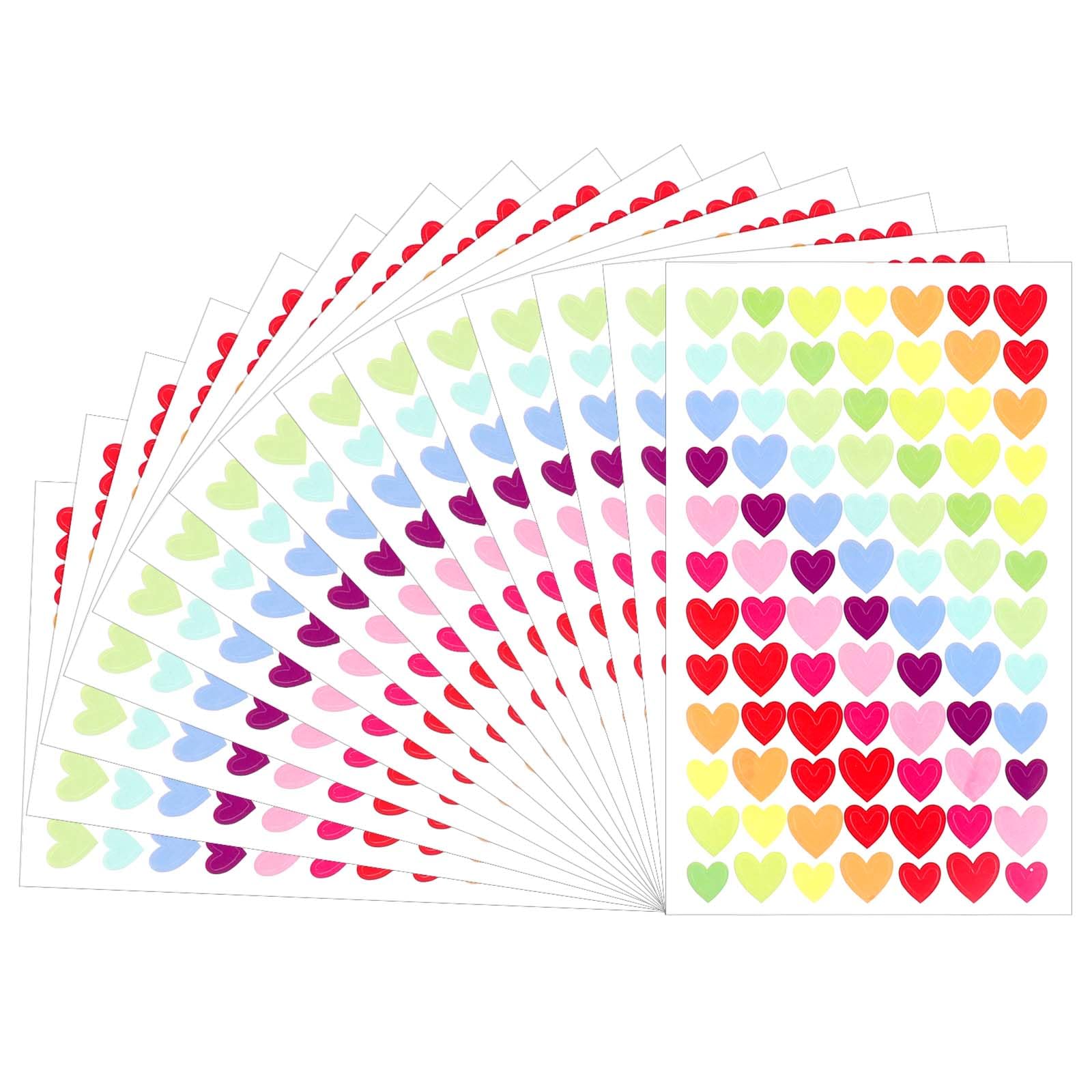 1260 Pcs Mini Heart Stickers for Scrapbooking, Boho Tiny Stickers Small Cute Sticker Self-Adhesive Pastel Sticker Vinyl Love Decals for Water Bottle,