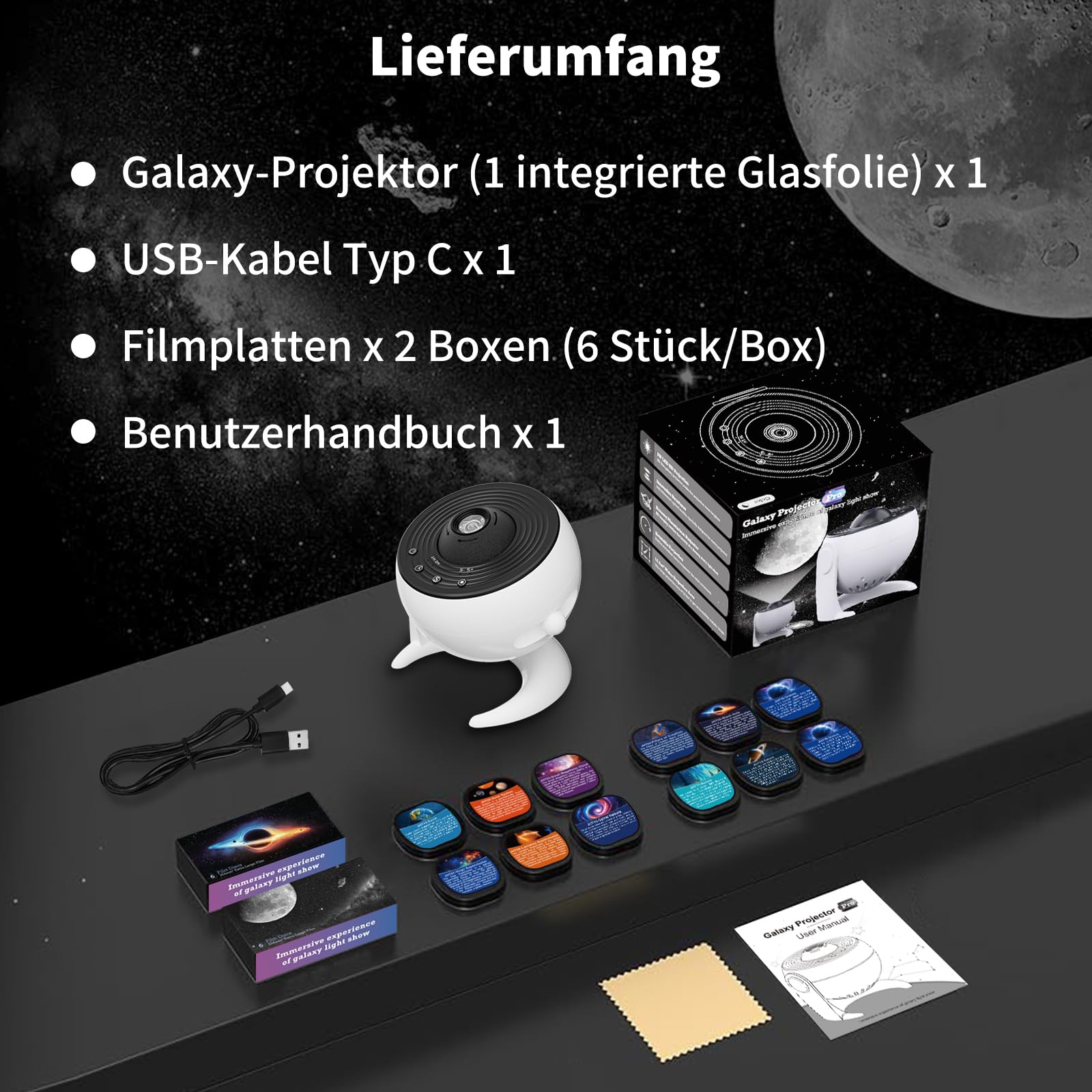 FlyLily Sternenhimmel Projektor Galaxy Projektor Sternenhimmel Schwarz&Weiß | Sternenhimmel mit Timer, Nachtlicht Drehbar, Nordlicht Lampe für Kinder Erwachsene Geschenk, 13 in 1 Zimmerplanetarium