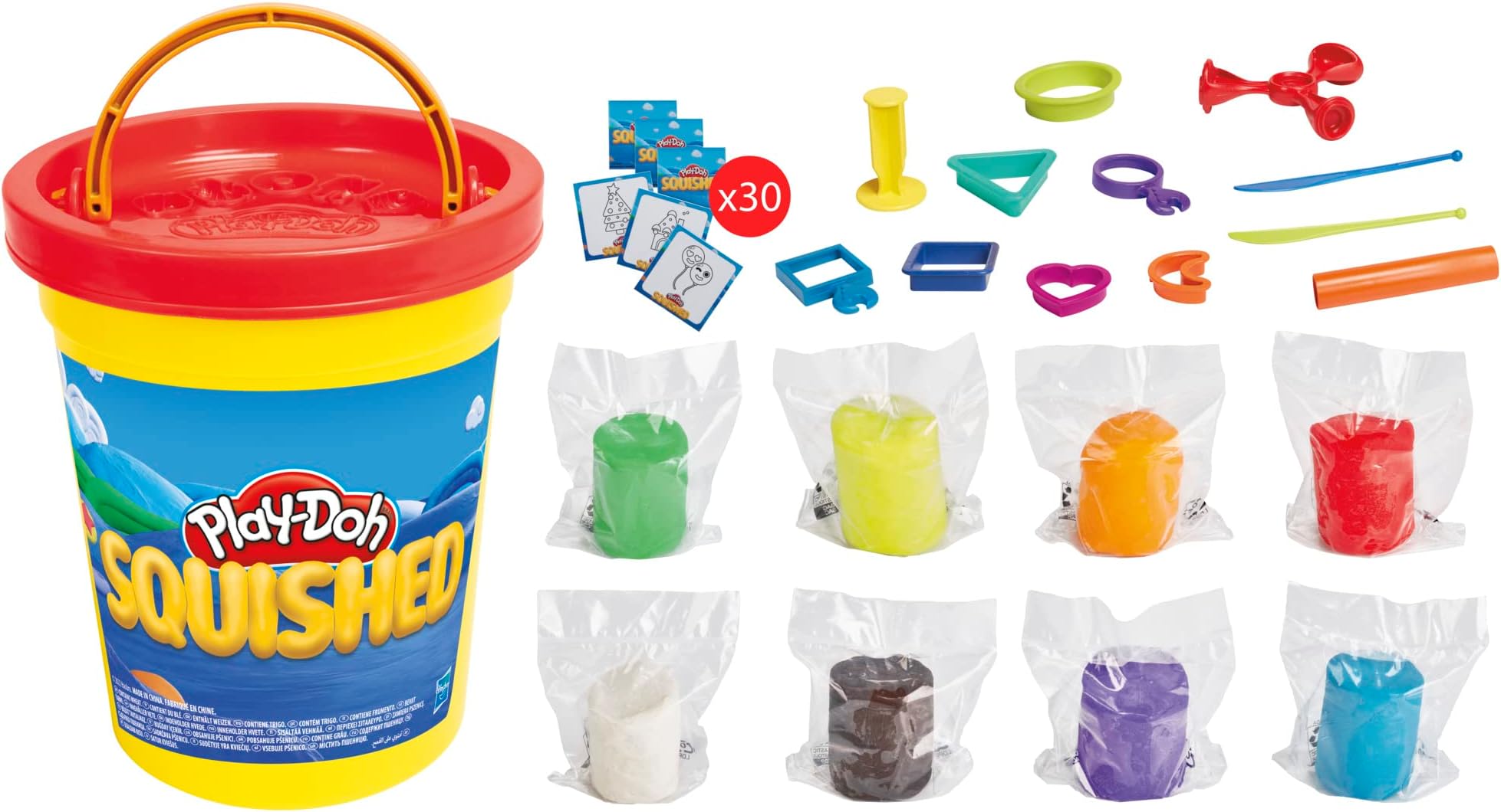 Squished Creative Challenge Set with 4 Activities for Kids 5 Years and Up, 30 Challenge Cards, Mega Can with 8 Modeling Compound Colors