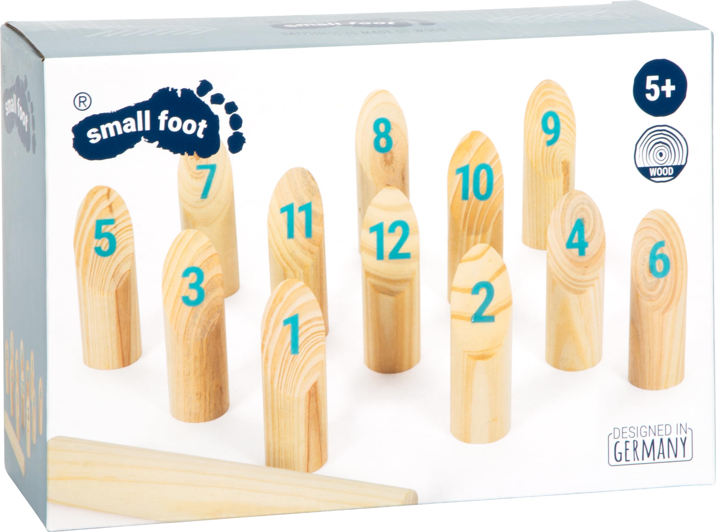 small foot Jeu des Vikings Kubb avec Chiffres « Active » en Bois, Jeu de Plein air pour Toute la Famille, 12402