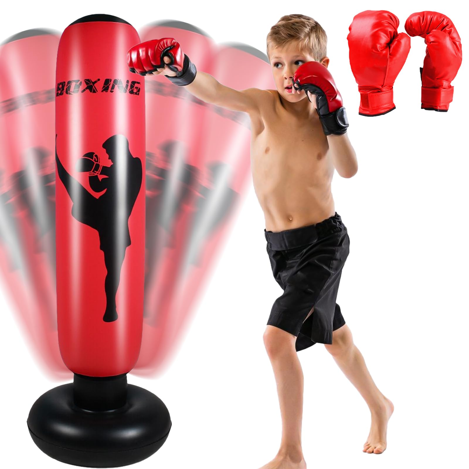 Sac De Frappe Réglable En Hauteur Pour Enfants, Ensemble De Sport De Boxe Rapide Jeu De Combat Avec Gants 91554142