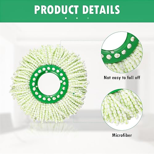 Miniatura 4 de Paquete de 6 cabezales de repuesto para sistema de trapeador giratorio Libman Tornado, cabezal de repuesto de trapeador de microfibra lavable a