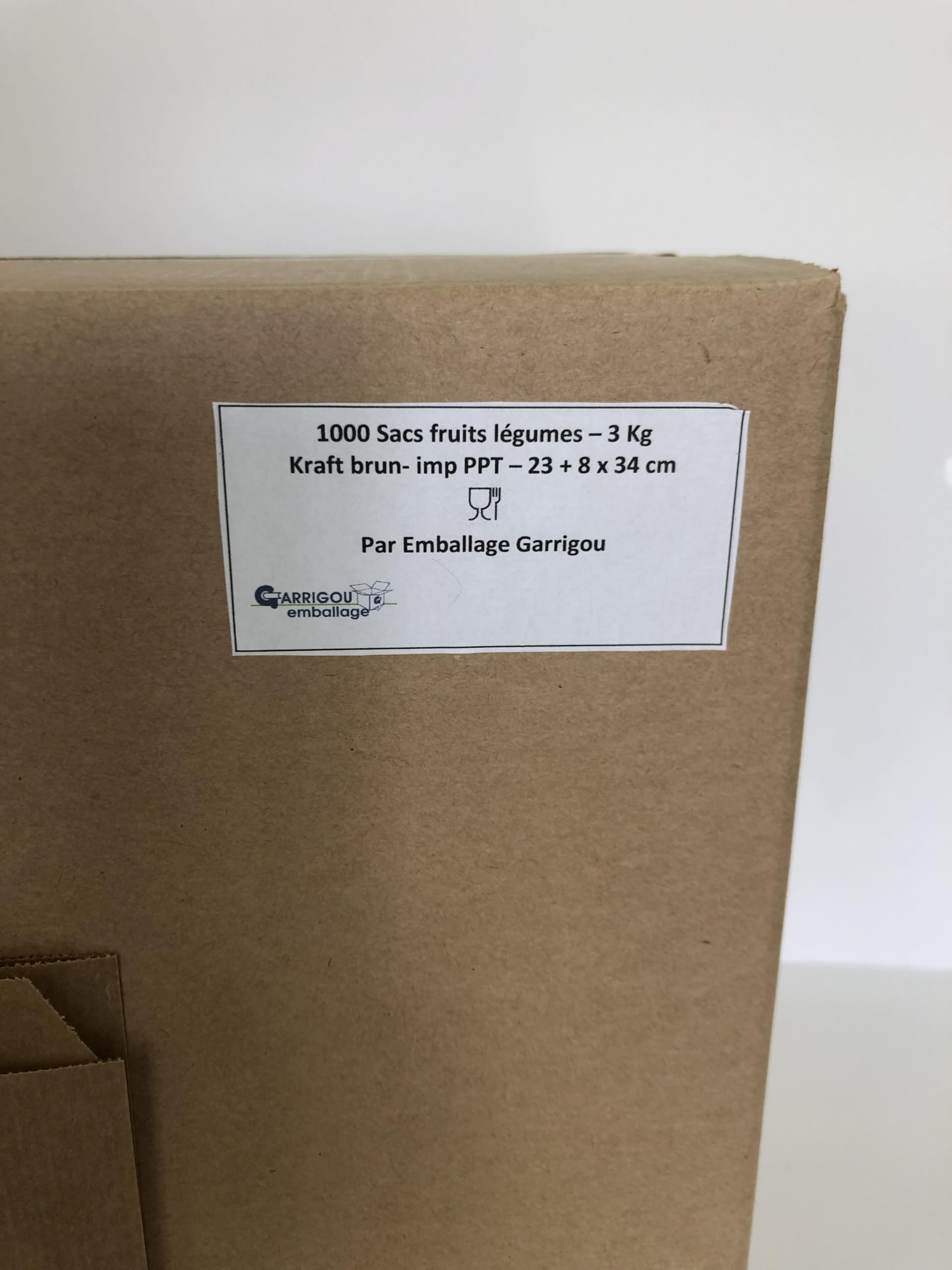 Lot de 500 sacs en Papier Kraft Enfilée Brun pour fruti légumes, bijoux 20 x 34 x 7 cm.