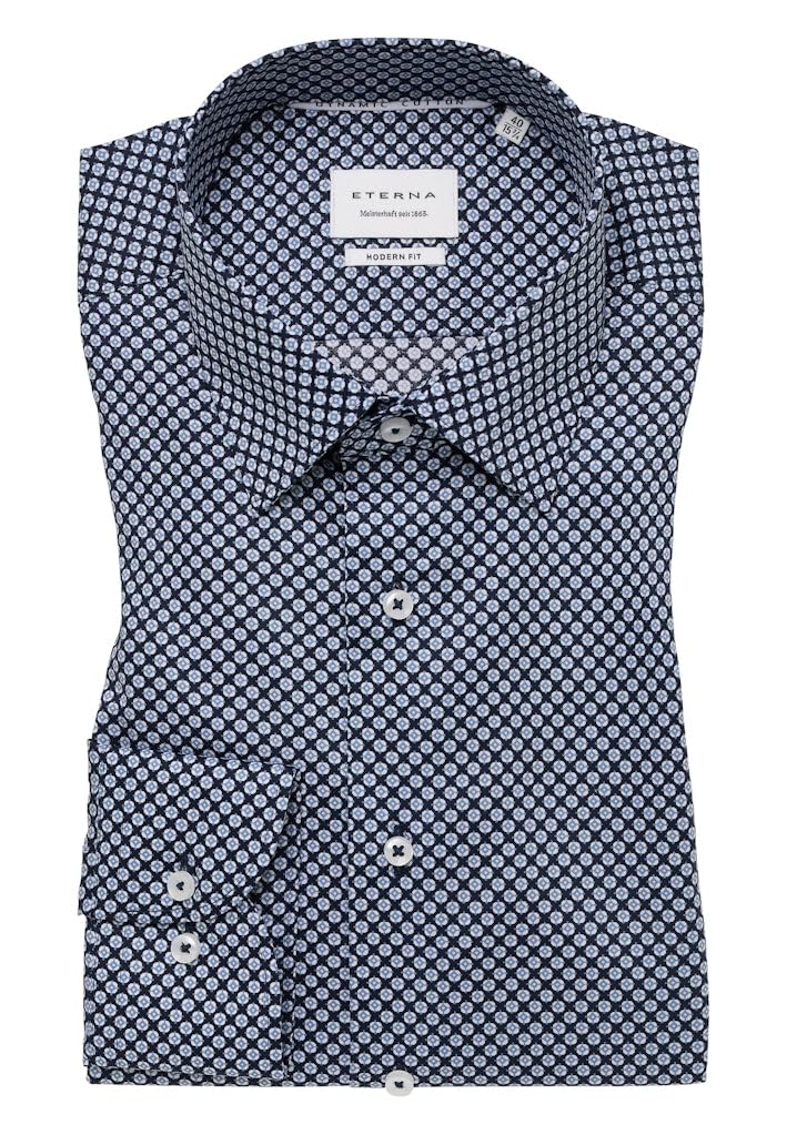 ETERNA Herren Langarm Hemd | MODERN FIT | Gemustert | Bügelfrei, Knitterfrei | Twill | 100% Baumwolle