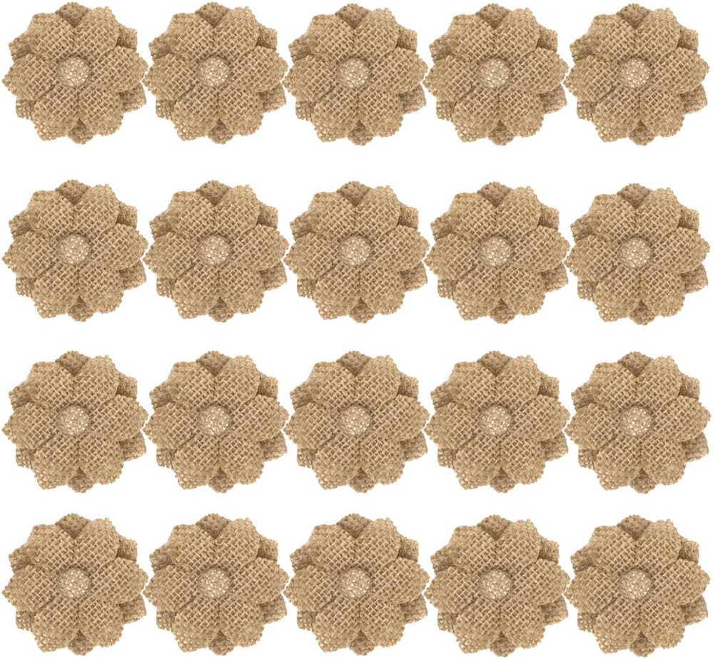 20pcs Handmade Burlap Flowers Rustic Lace Rose for DIY Craft Wedding Decoration(item5)
