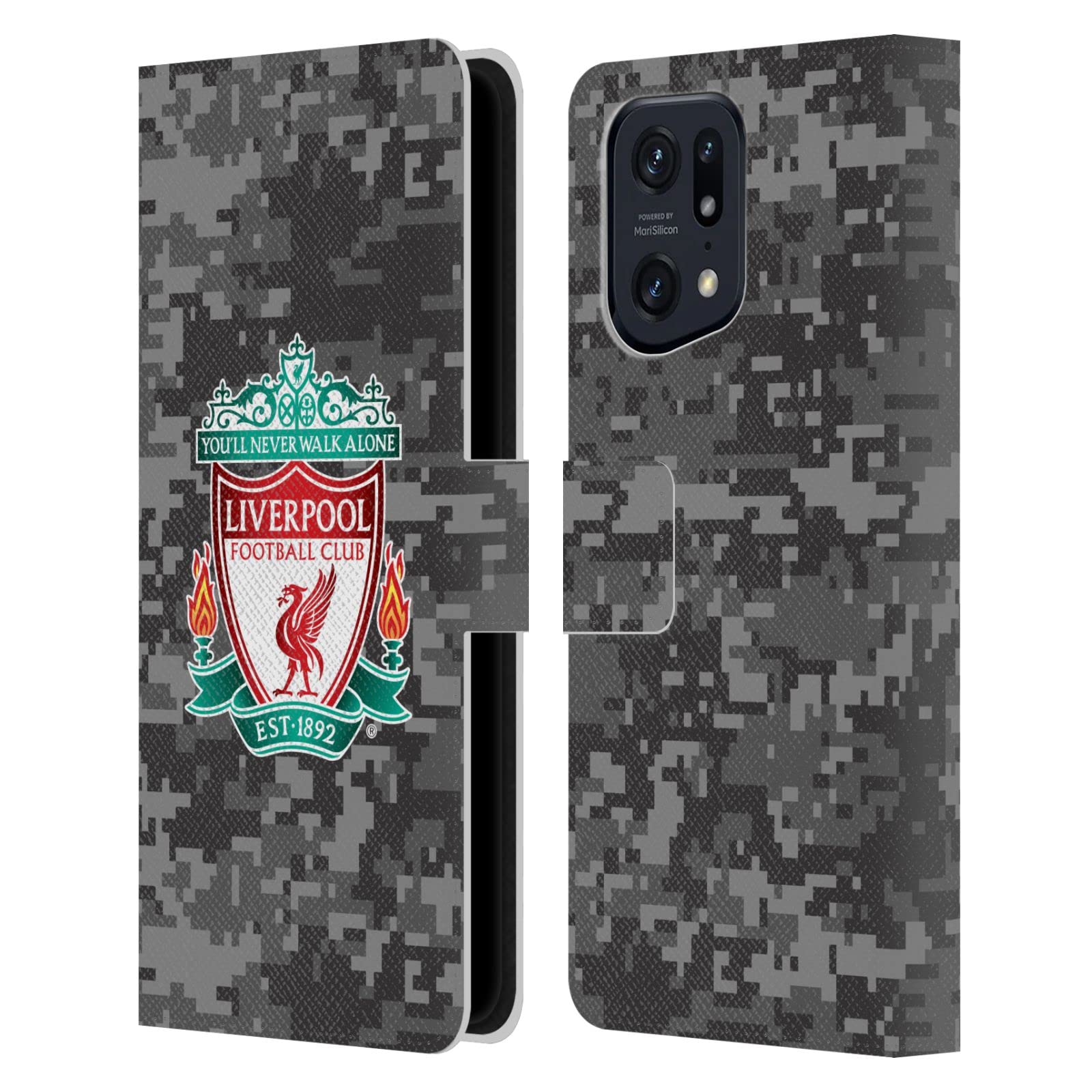 Head Case Designs Officially Licensed Liverpool Football Club Away Colours Crest Digital Camouflage Leather Wallet Case Compatible With Oppo Find X5 Pro — image 1