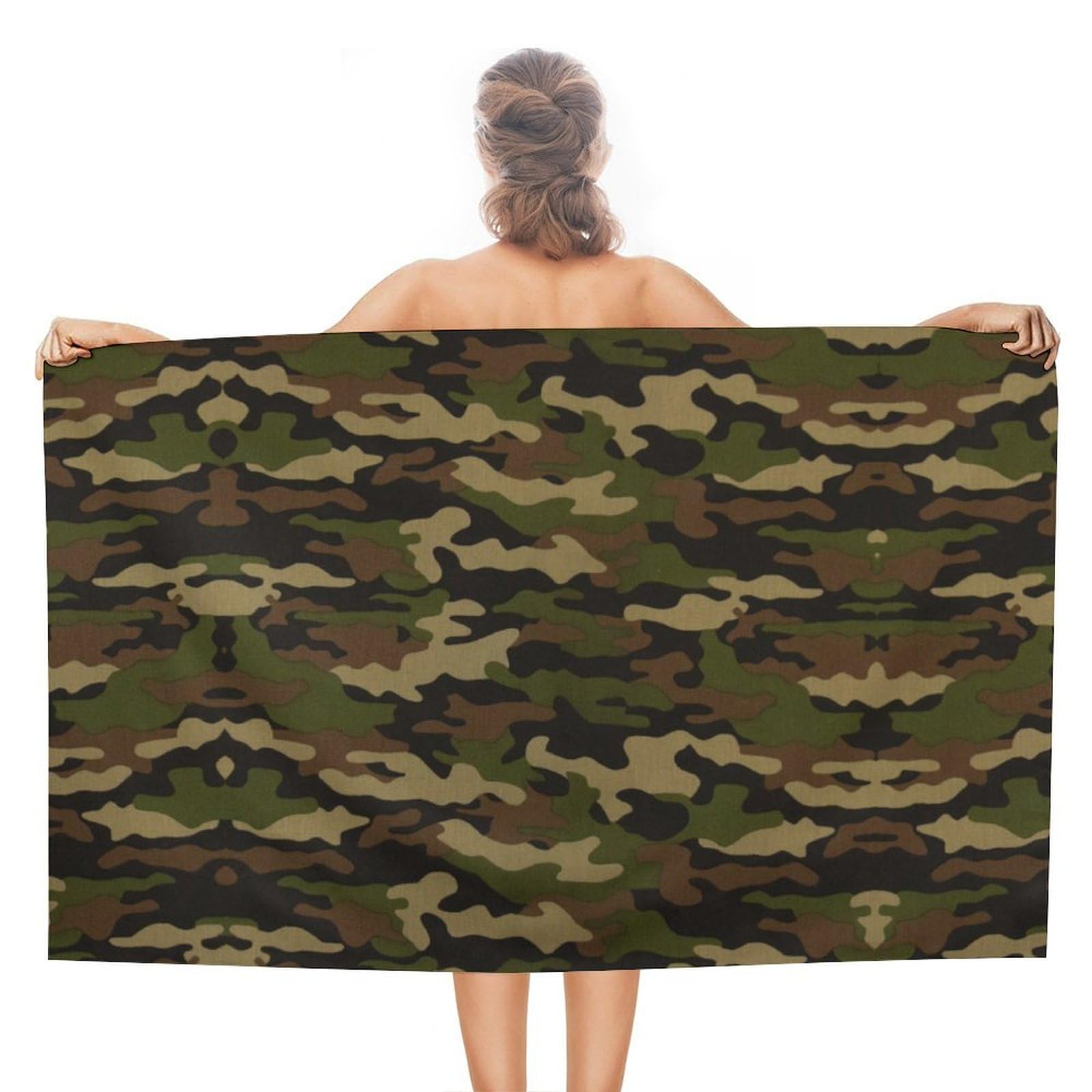 LWORZIIB Beach Towel, Army Camouflage Bath Towel, Absorbent Towel for Swimming, Sports, Travel