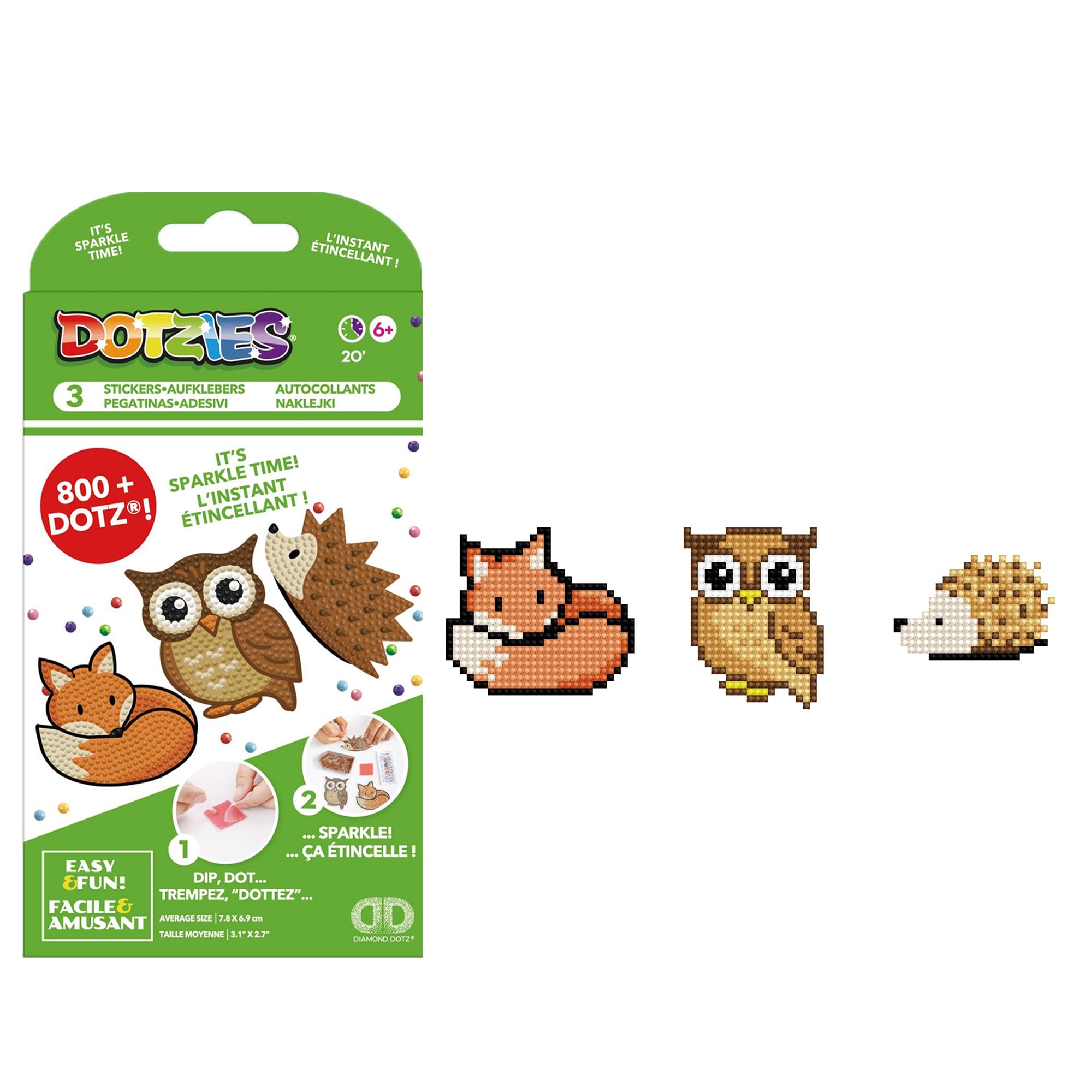 DIAMOND DOTZ ® - Dotzies 3 Stickers, Multi Pack, Forest Friends, Diamond Painting Stickers, Gem Art, Diamond Painting Kits for Kids, Diamond Art Kids, Diamond Painting Kids, Diamond Art Kits for