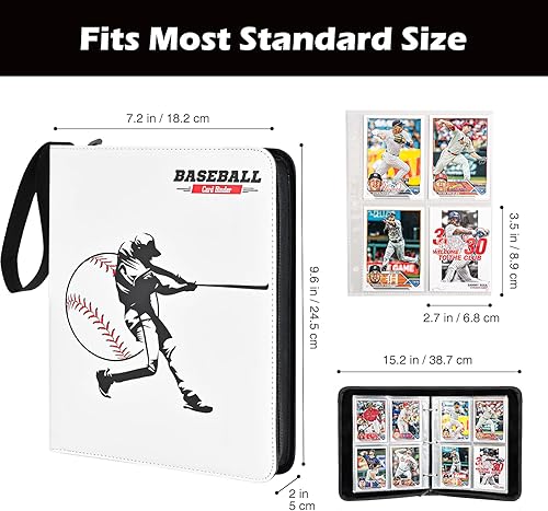 Miniatura 7 de ProCase Carpeta de tarjetas de béisbol de 4 bolsillos para 440 tarjetas, álbum de tarjetas comerciales deportivas con 55 fundas para tarjetas de