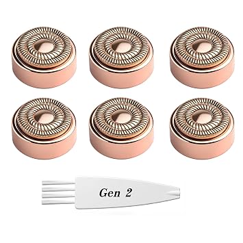 6 Pack Replacement Heads Gen 2 Compatible with Flawless Facial Hair Remover, Replacement Blades Heads Compatible with Finishing Touch Flawless Hair Removal Generation 2