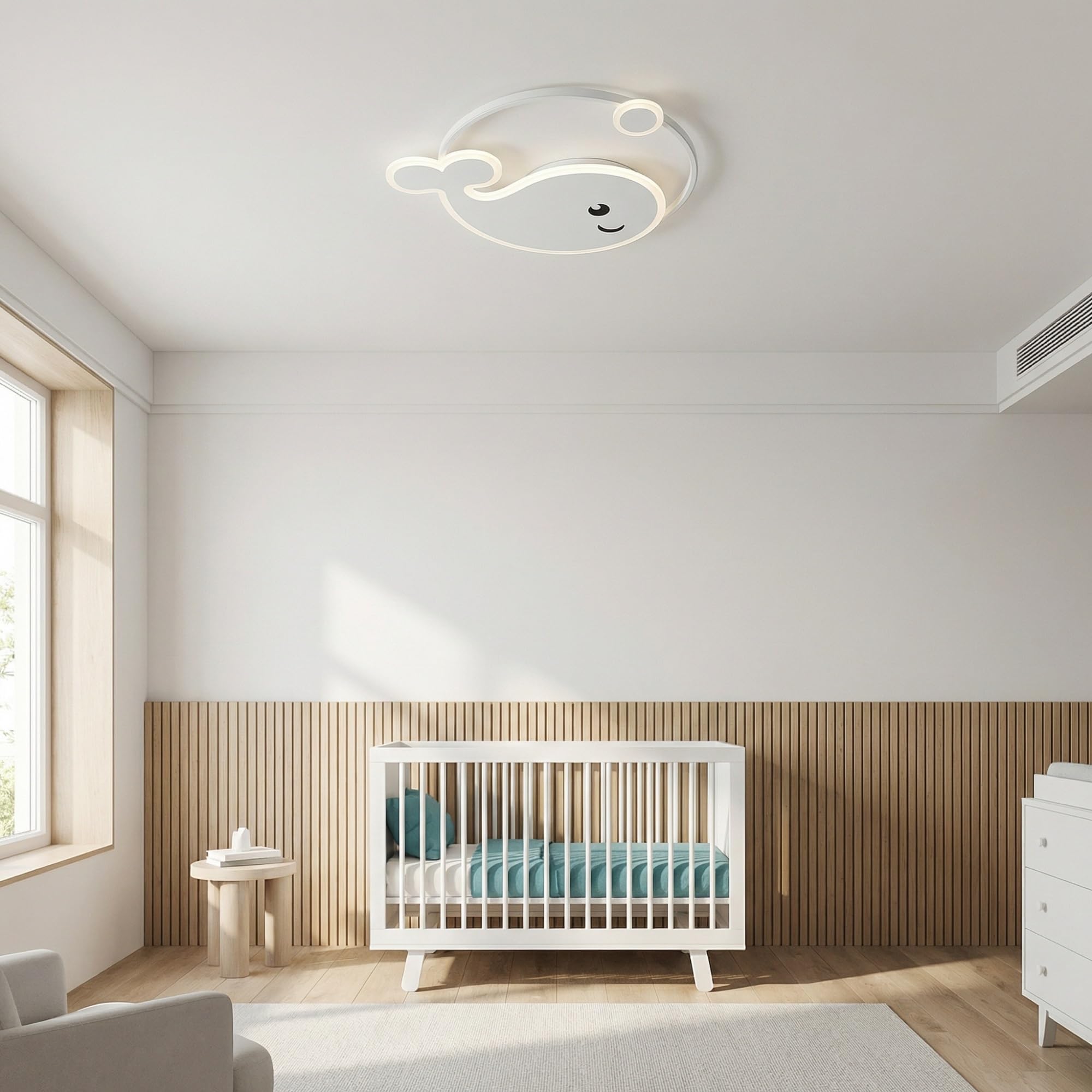 Kairry Nowoczesna ultra cienka lampa sufitowa LED 5 cm, akrylowa i metalowa ściemnialna lampa sufitowa, miękkie oświetlenie do sypialni, salonu, biura, jadalni, 45 W/55 W (55 cm)