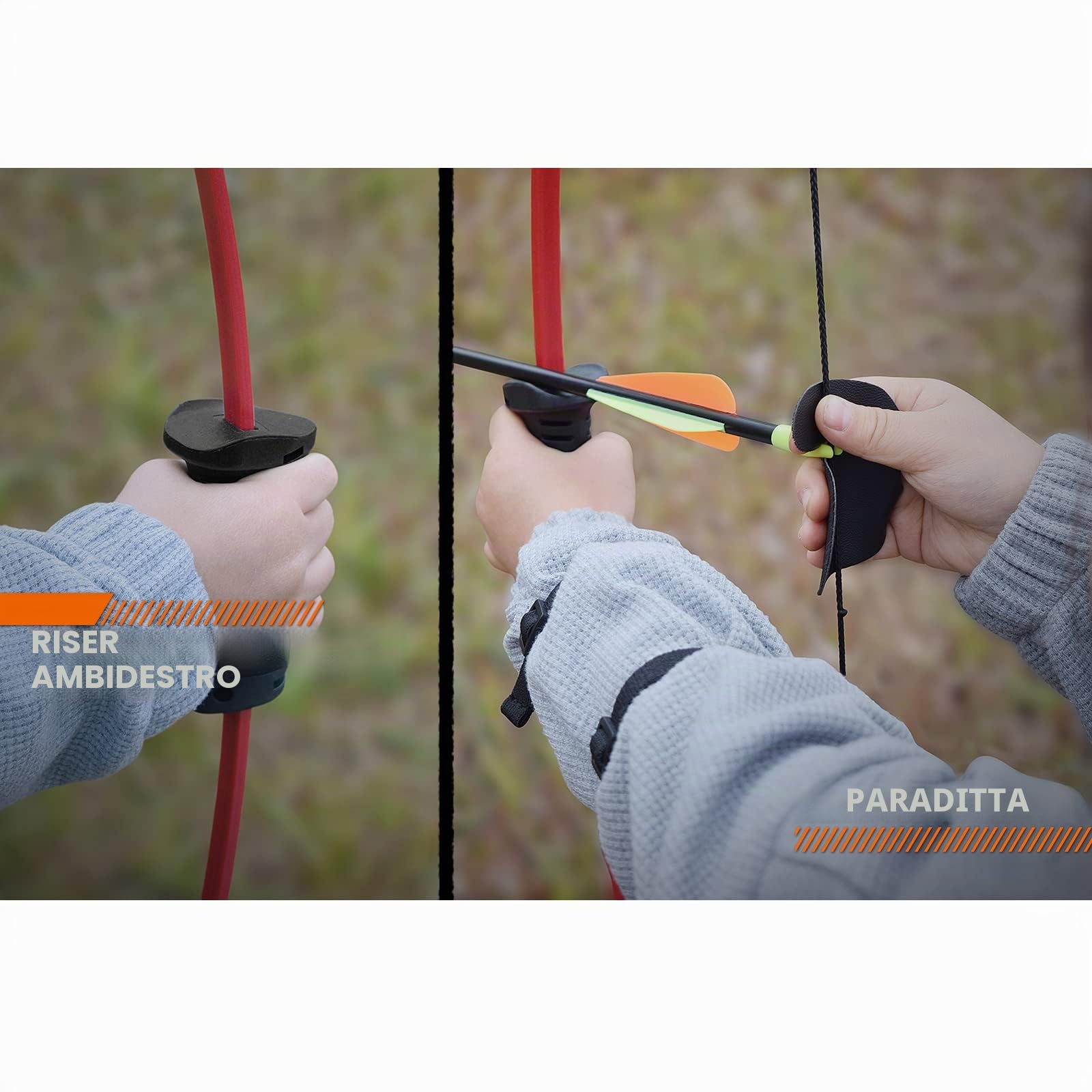 Elong - Set di frecce e arco, per attività all'aria aperta, con fareta, per bambini, tiro con l'arco per principianti, arco lungo, per teen